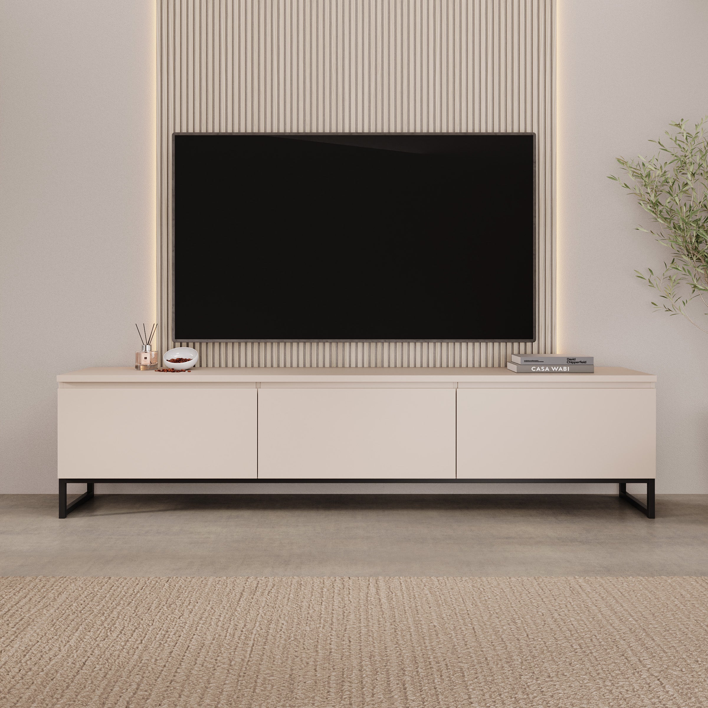 Bandariba - TV-Meubel - Beige - 200x35x48 cm