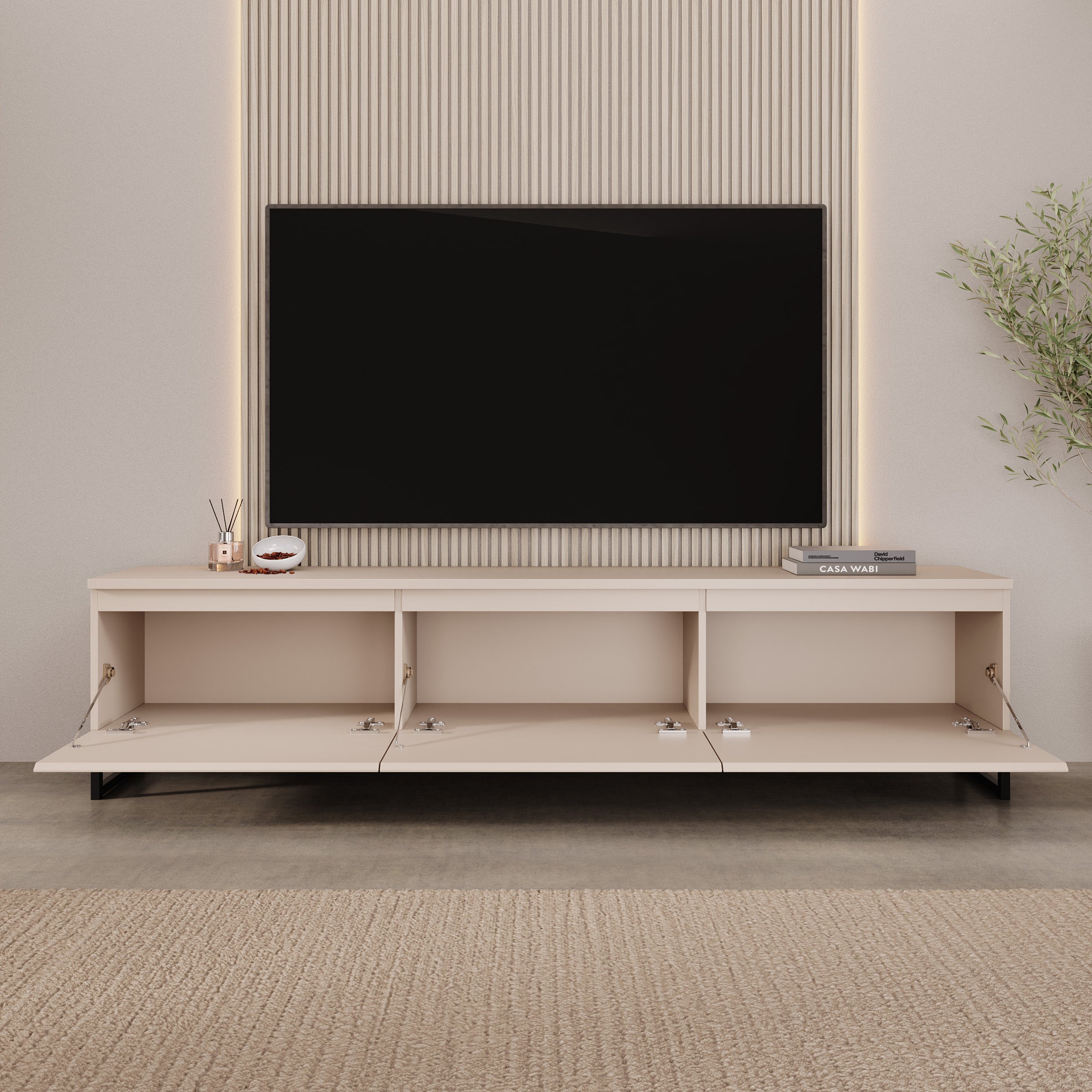 Bandariba - TV-Meubel - Beige - 200x35x48 cm