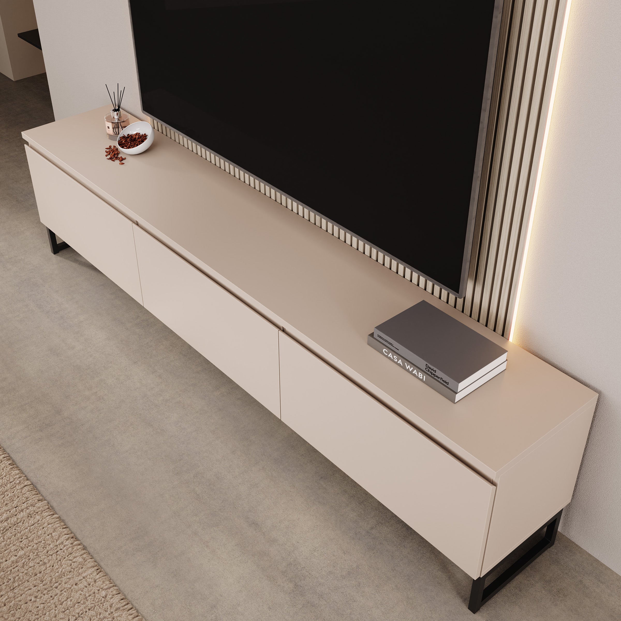 Bandariba - TV-Meubel - Beige - 200x35x48 cm