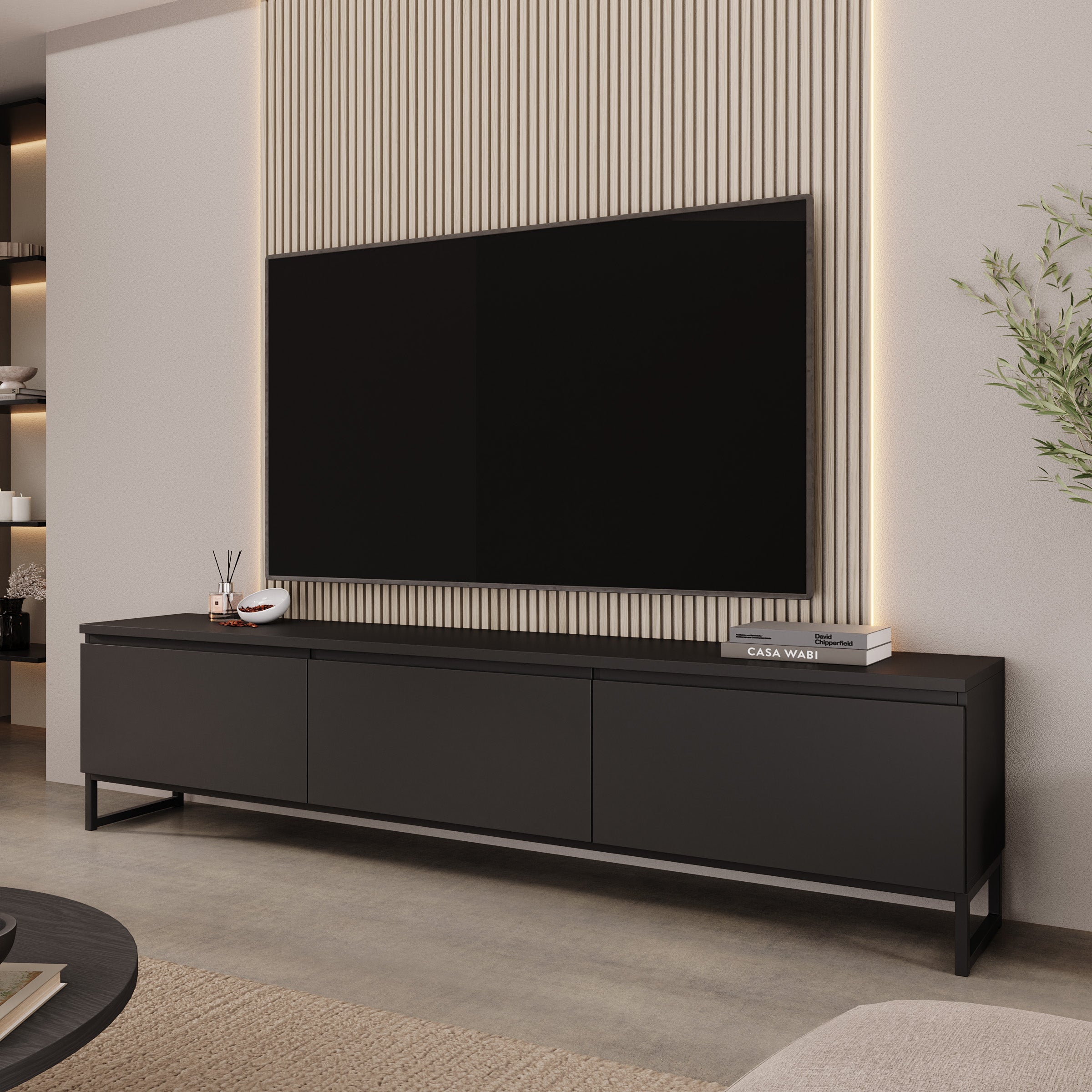 Bandariba - TV-Meubel - Zwart - 200x35x48 cm