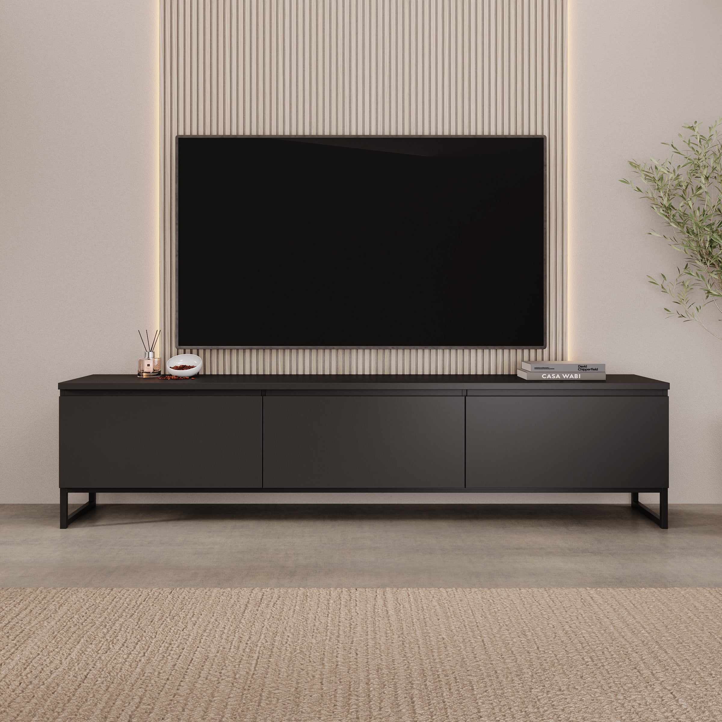 Bandariba - TV-Meubel - Zwart - 200x35x48 cm