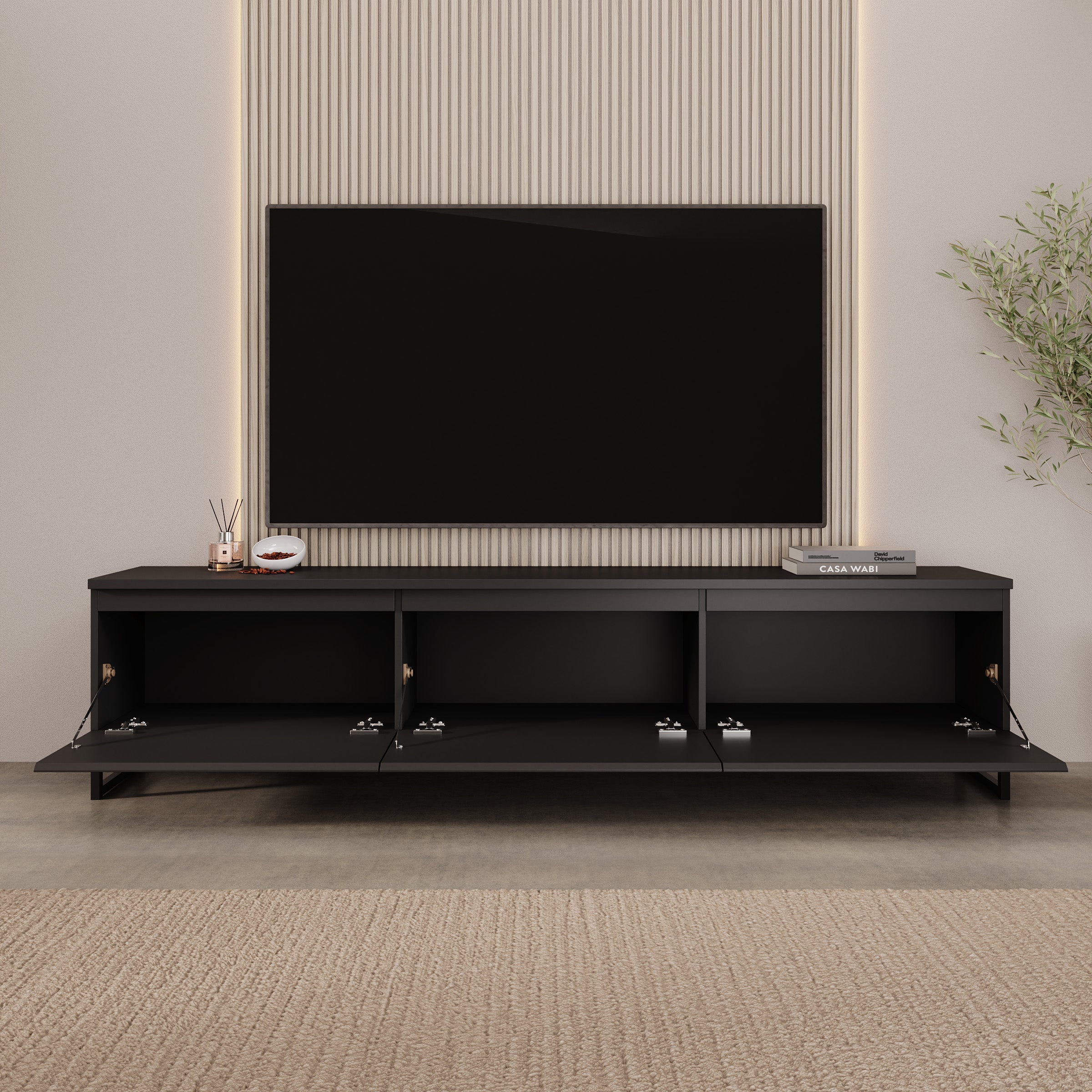 Bandariba - TV-Meubel - Zwart - 200x35x48 cm