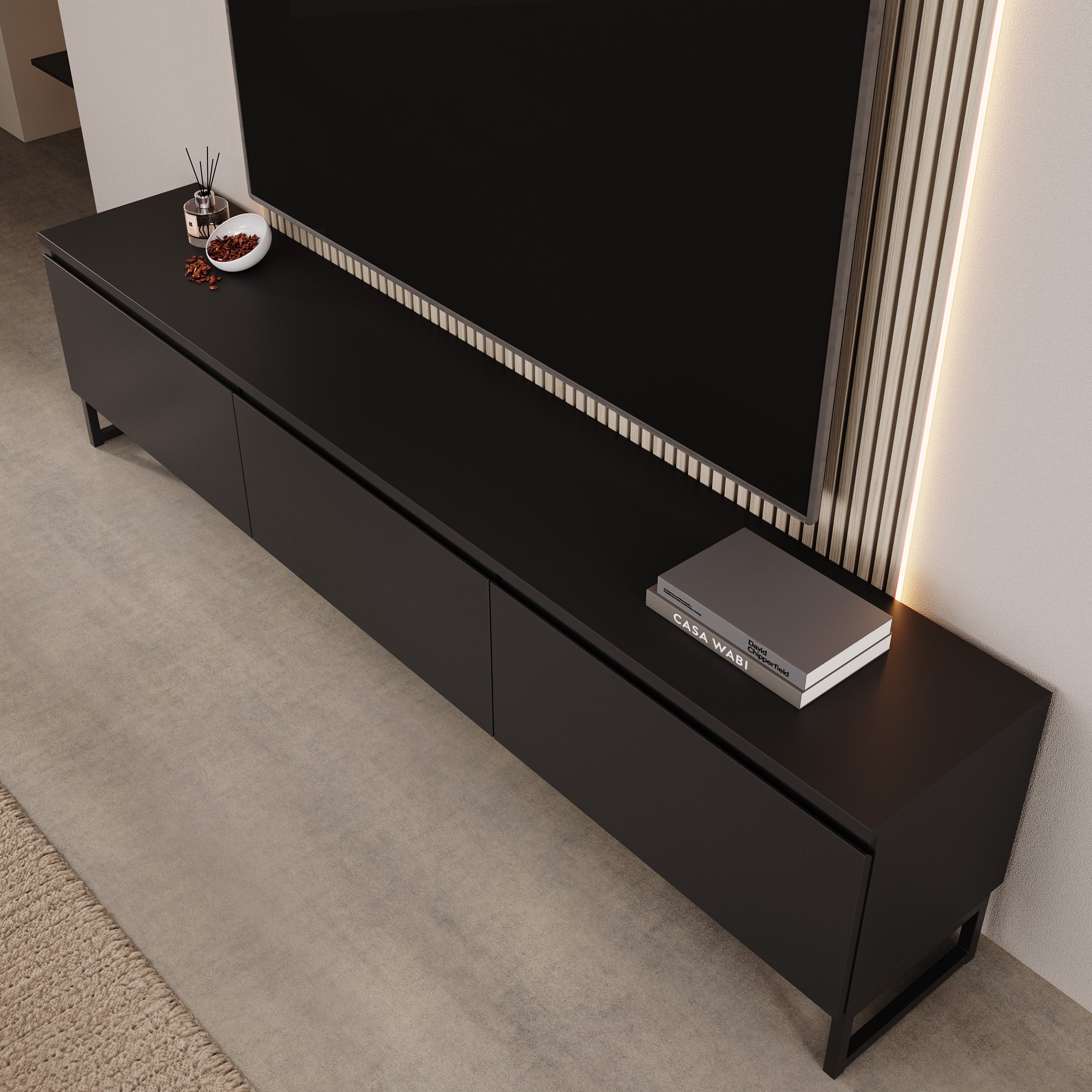 Bandariba - TV-Meubel - Zwart - 200x35x48 cm