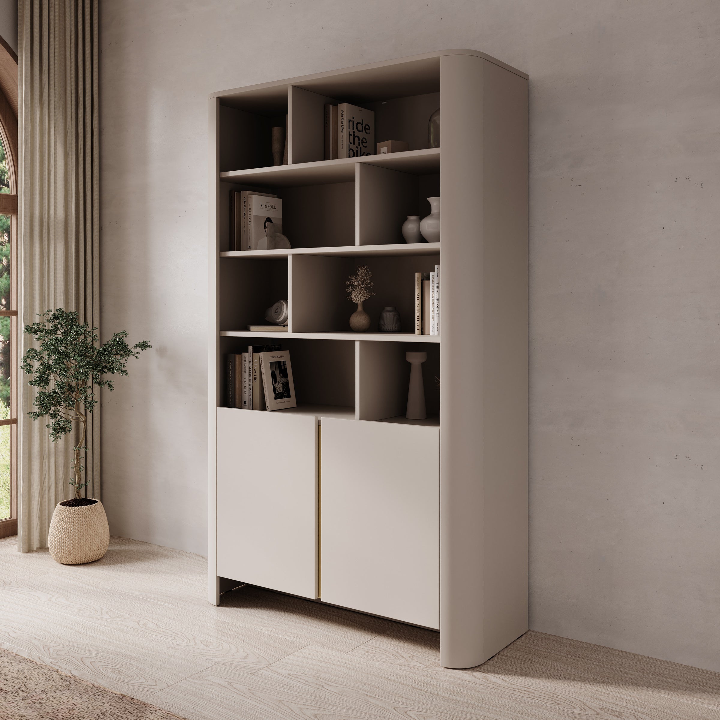 Barbados - Boekenkast - Beige - 103x39x170 cm