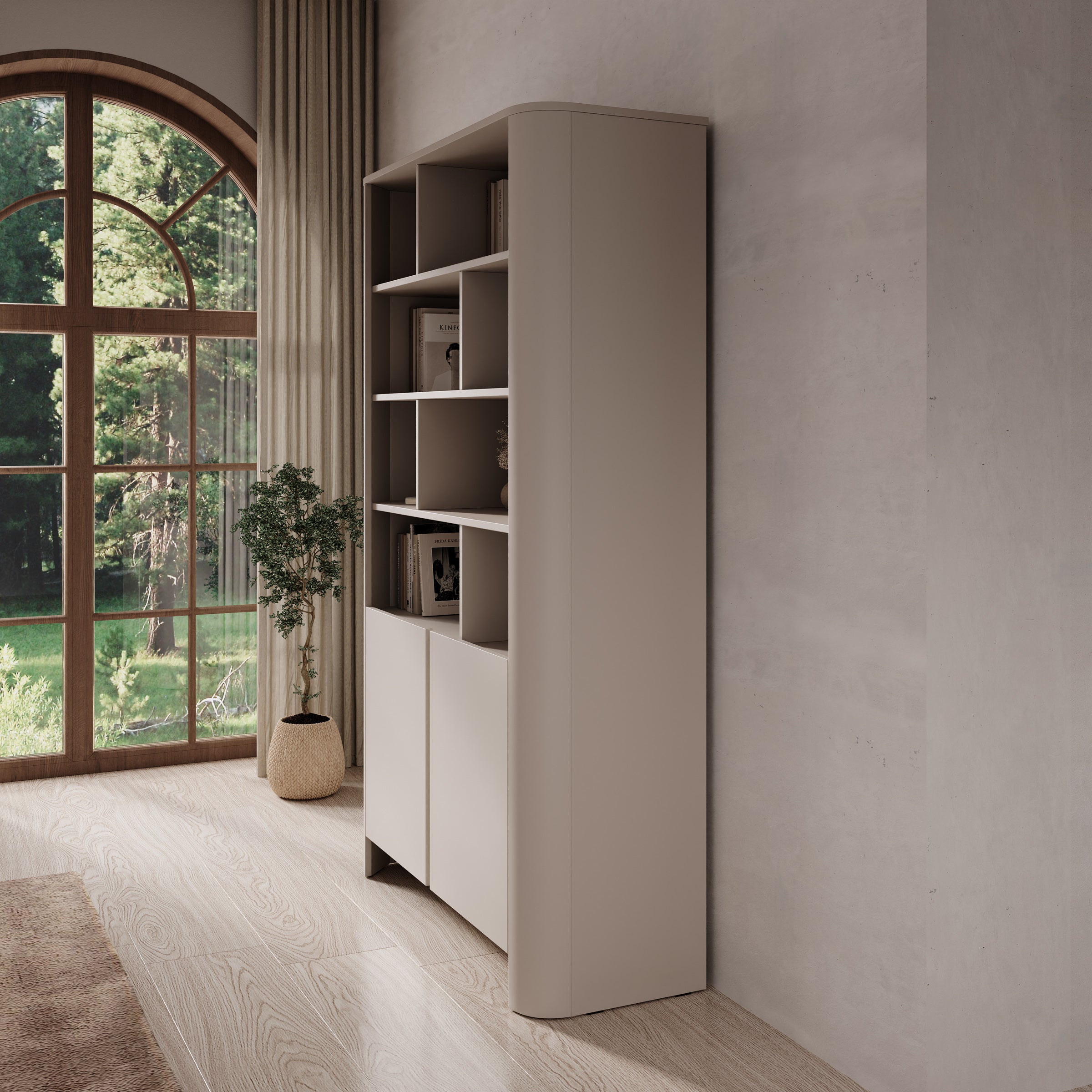 Barbados - Boekenkast - Beige - 103x39x170 cm