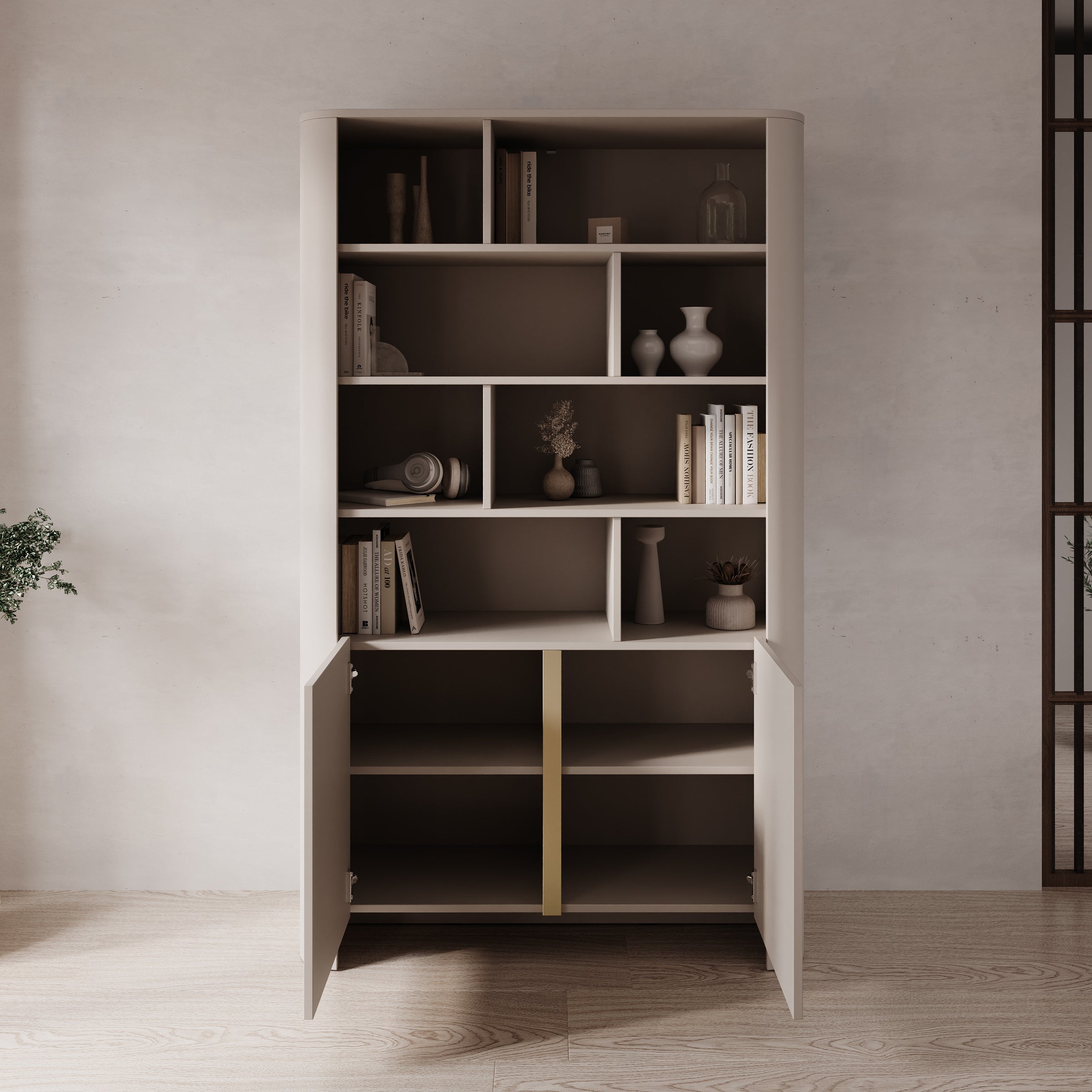 Barbados - Boekenkast - Beige - 103x39x170 cm