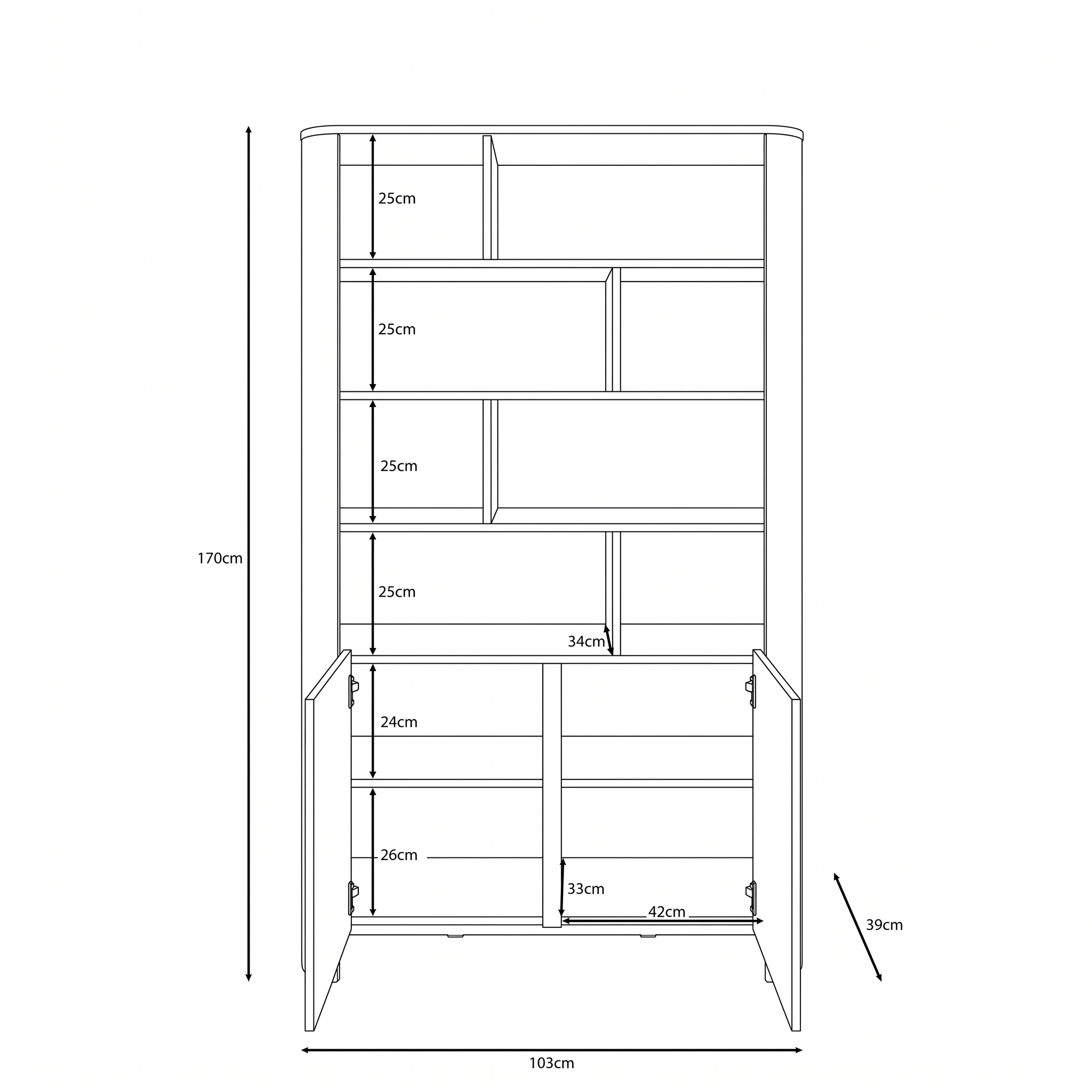 Barbados - Boekenkast - Beige - 103x39x170 cm