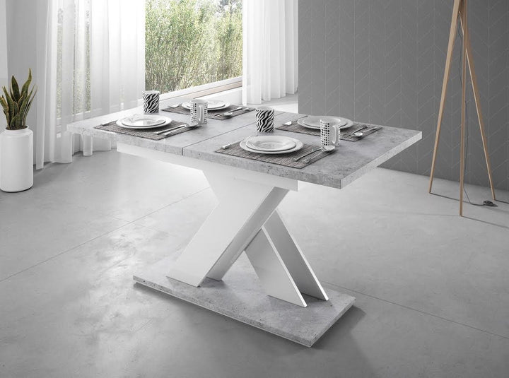 Bari - Eetkamertafel - Betonlook/wit - 140x80x75 cm