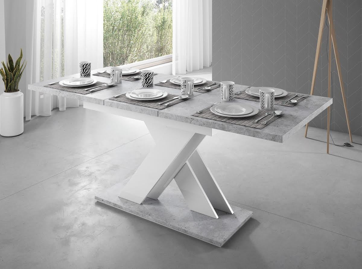 Bari - Eetkamertafel - Betonlook/wit - 140x80x75 cm