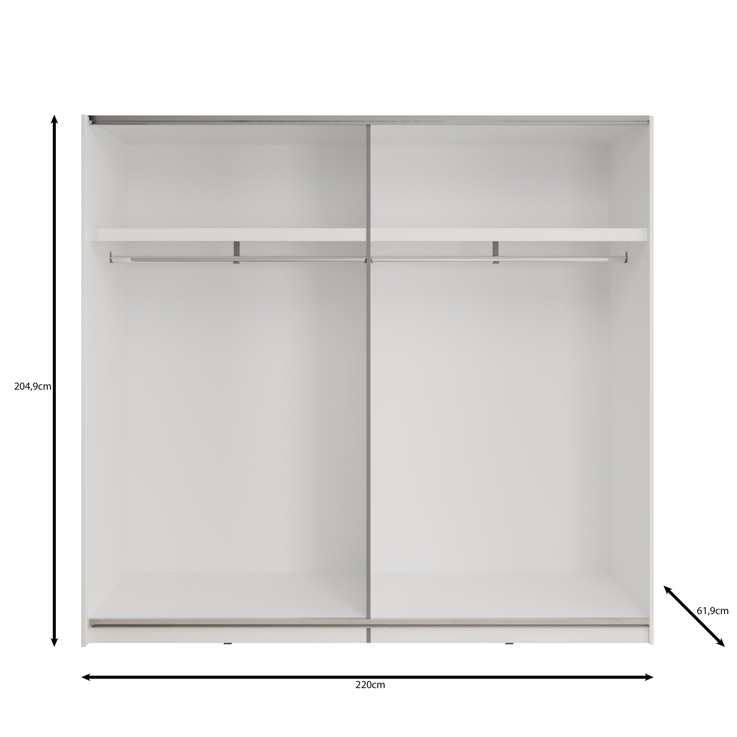 Basmira - Kledingkast met schuifdeuren - Eikenpatroon - 220x62x205 cm