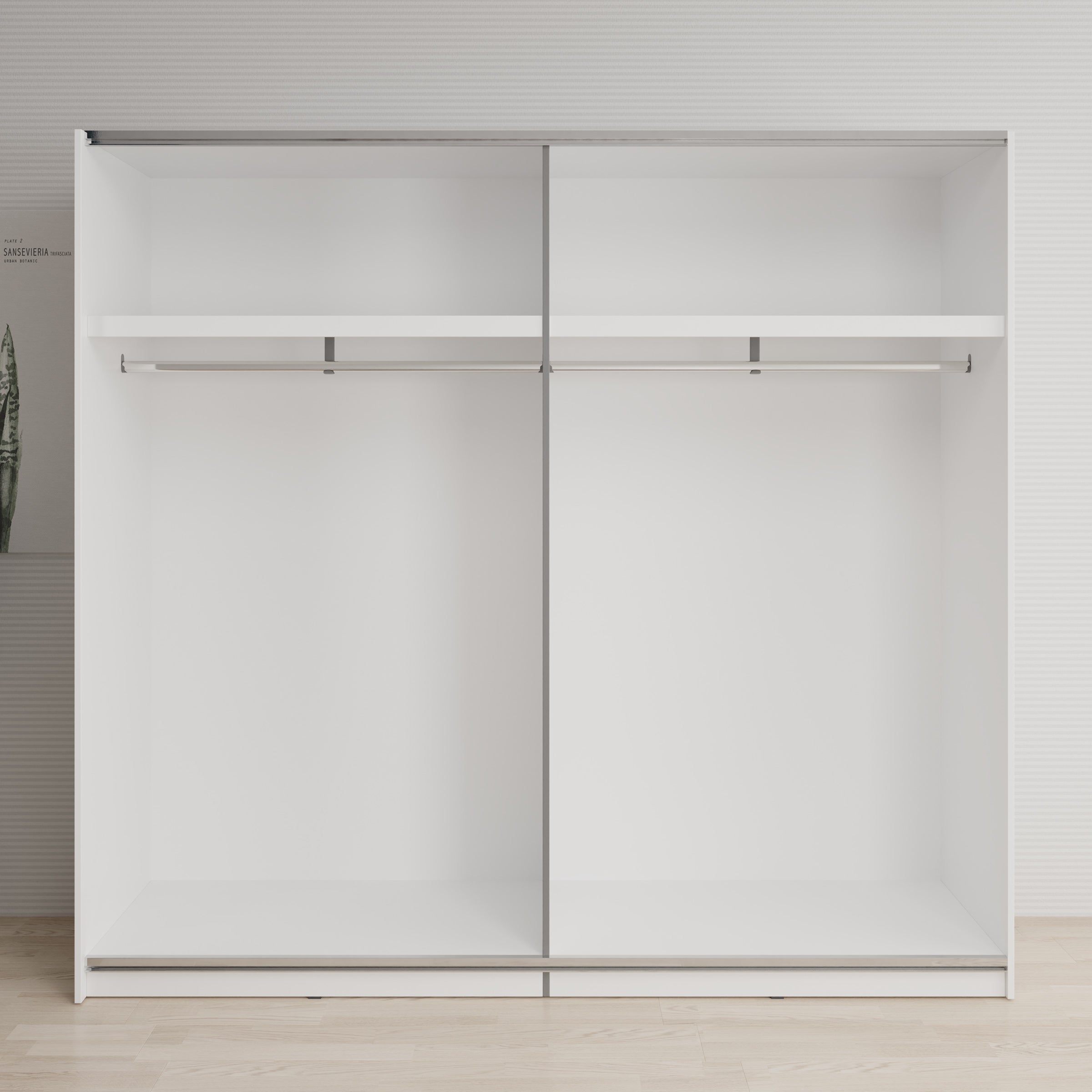 Basmira - Kledingkast met schuifdeuren - Wit - 220x62x205 cm
