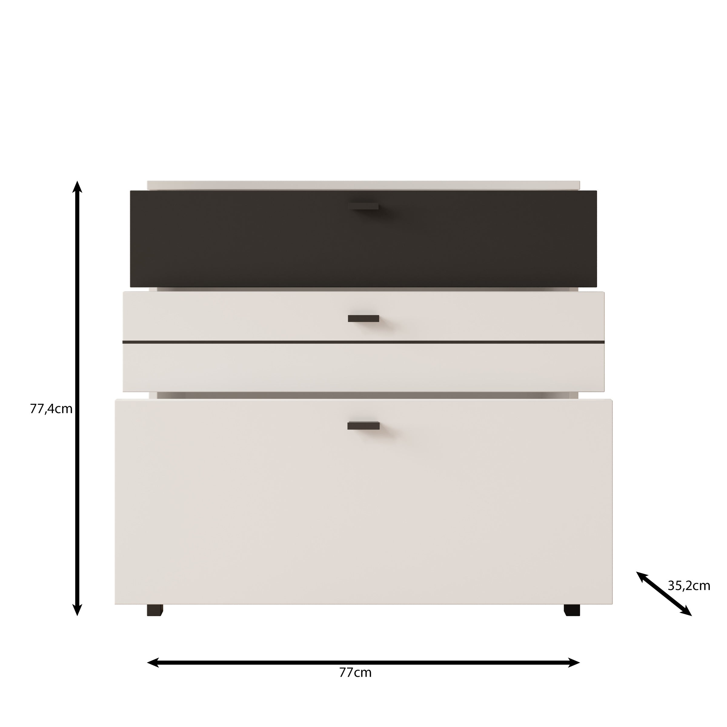 Basmira - Ladekast met 3 lades - Eikenpatroon - 77x35x78 cm