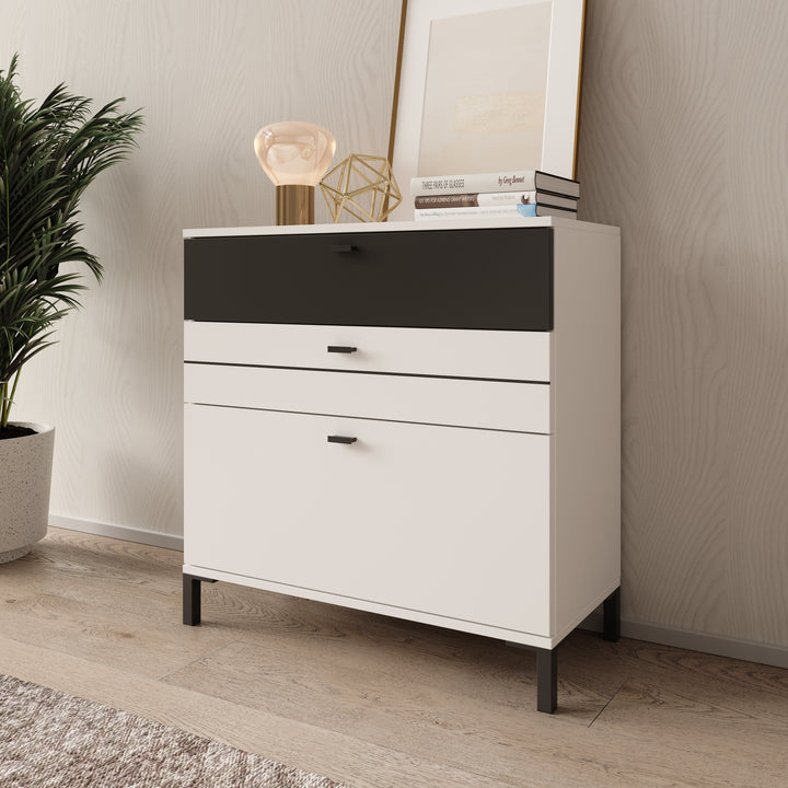 Basmira - Ladekast met 3 lades - Wit - 77x35x78 cm