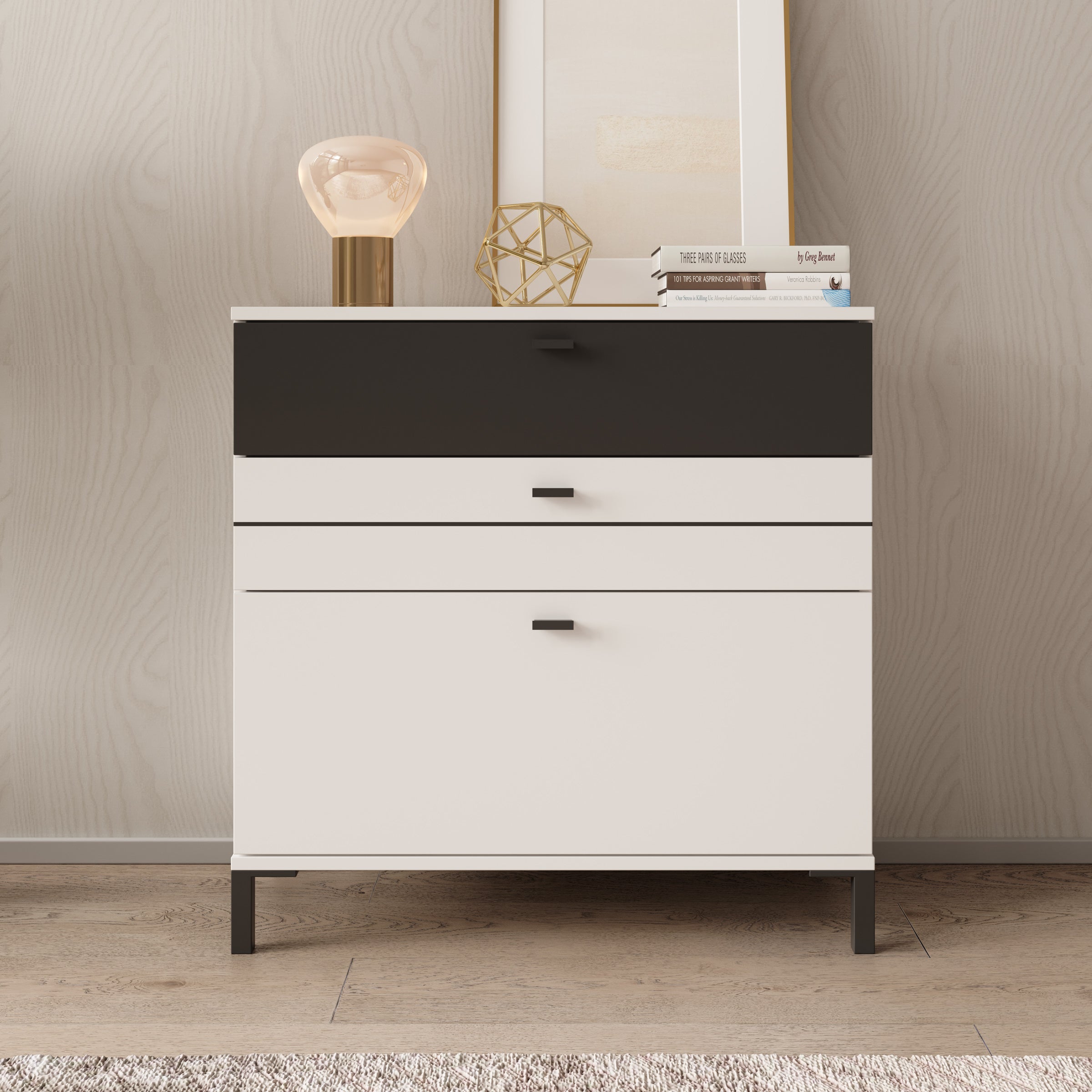 Basmira - Ladekast met 3 lades - Wit - 77x35x78 cm