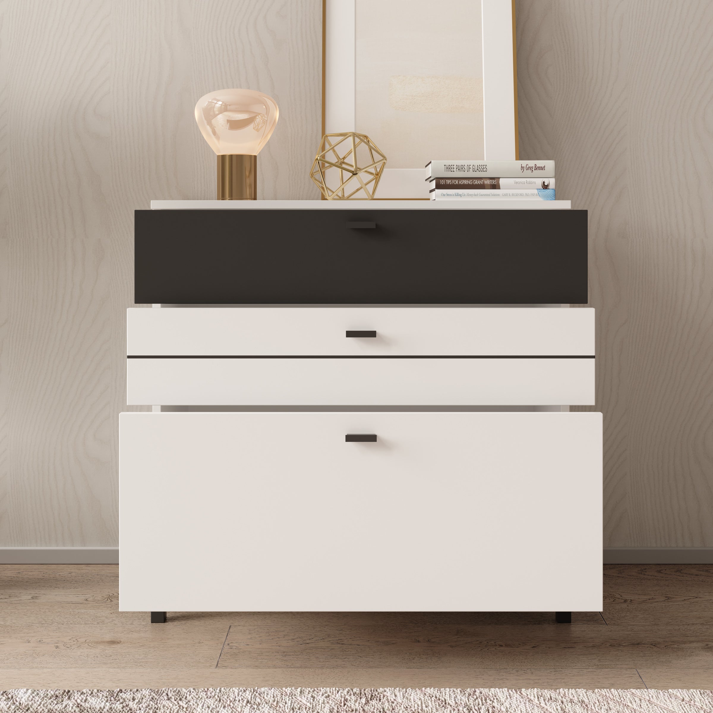Basmira - Ladekast met 3 lades - Wit - 77x35x78 cm