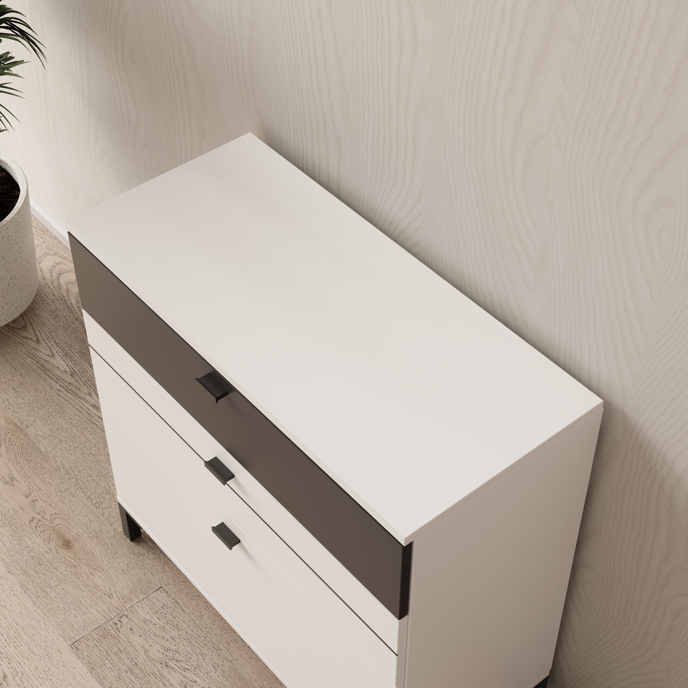 Basmira - Ladekast met 3 lades - Wit - 77x35x78 cm