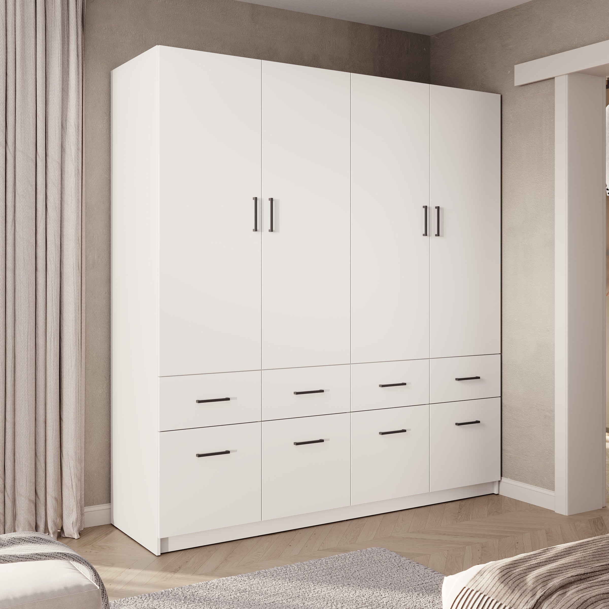 Basora - Kledingkast 2-deurs - Wit - 180x54x198 cm