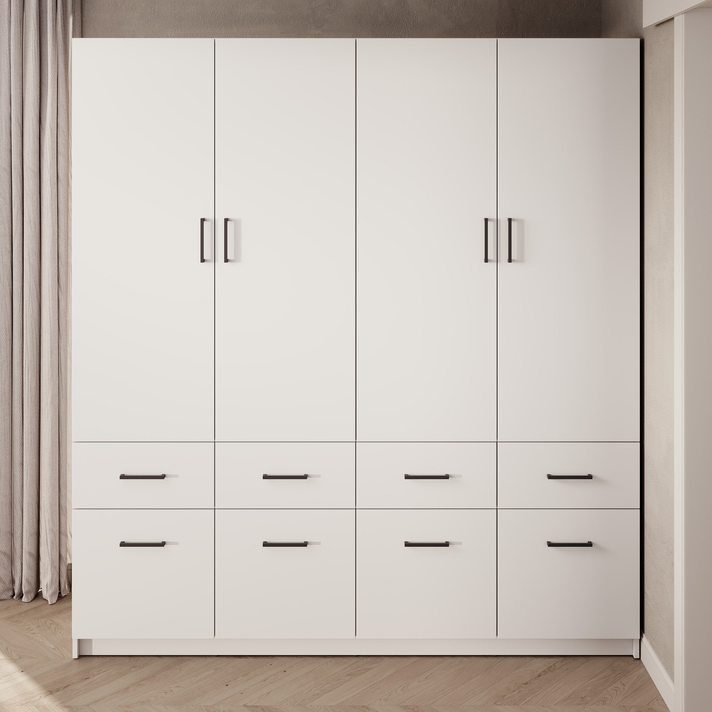 Basora - Kledingkast 2-deurs - Wit - 180x54x198 cm