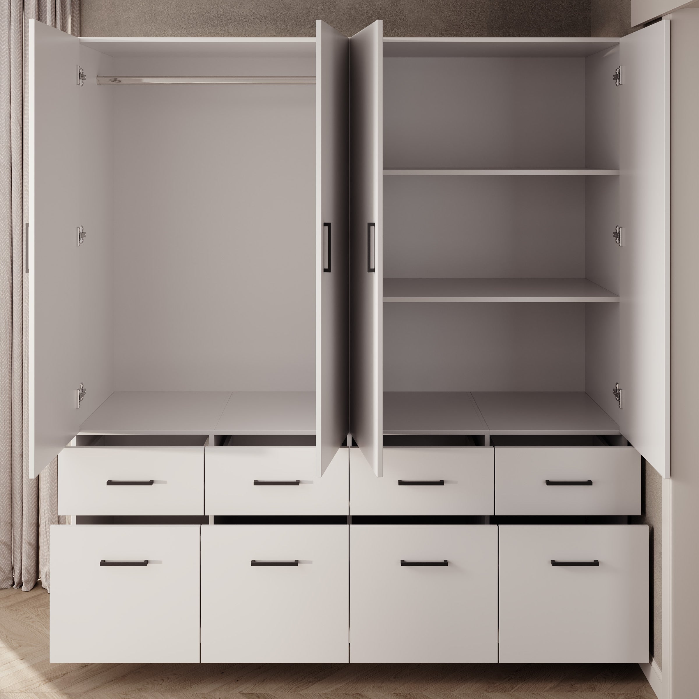Basora - Kledingkast 2-deurs - Wit - 180x54x198 cm