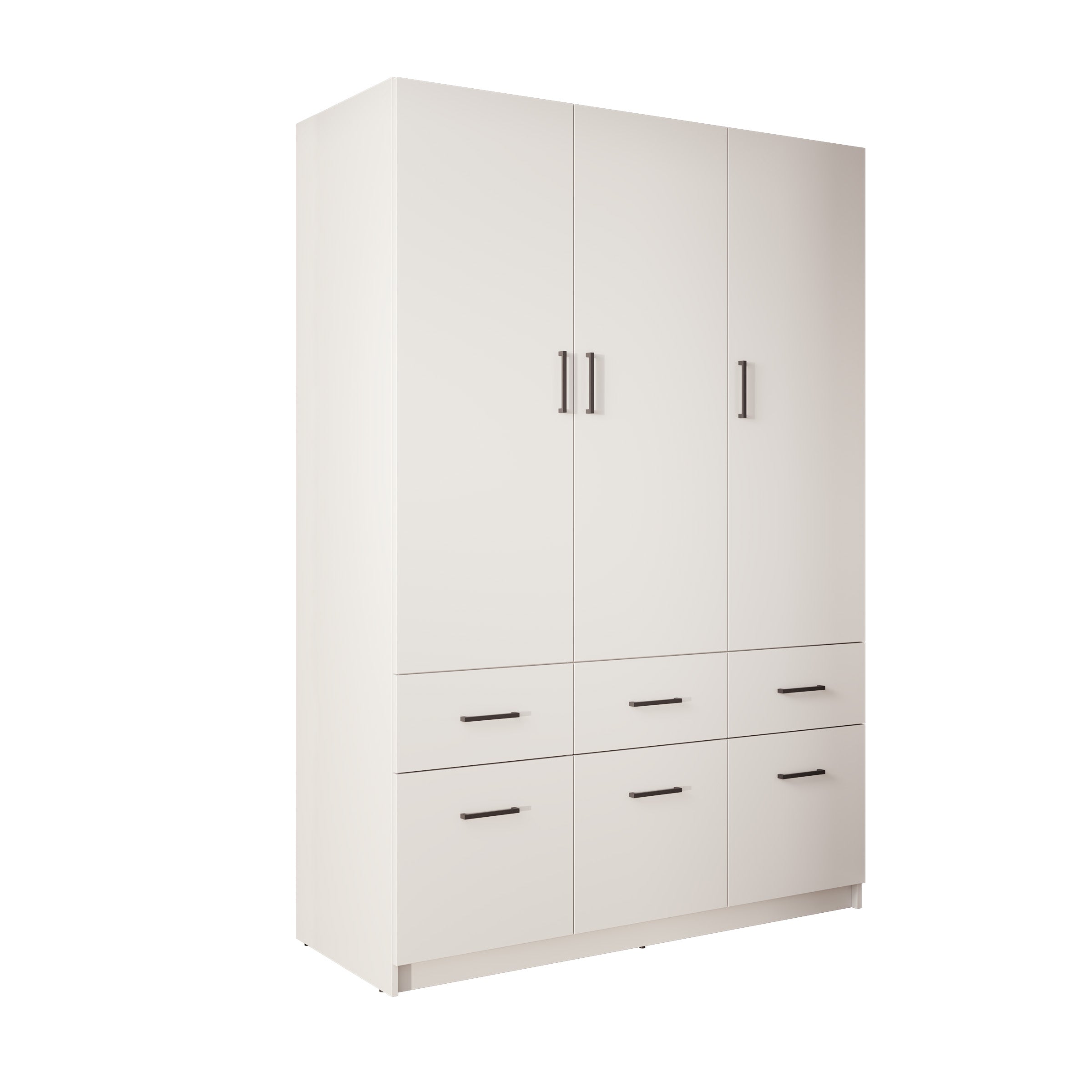 Basora - Kledingkast 3-deurs - Wit - 136x54x198 cm