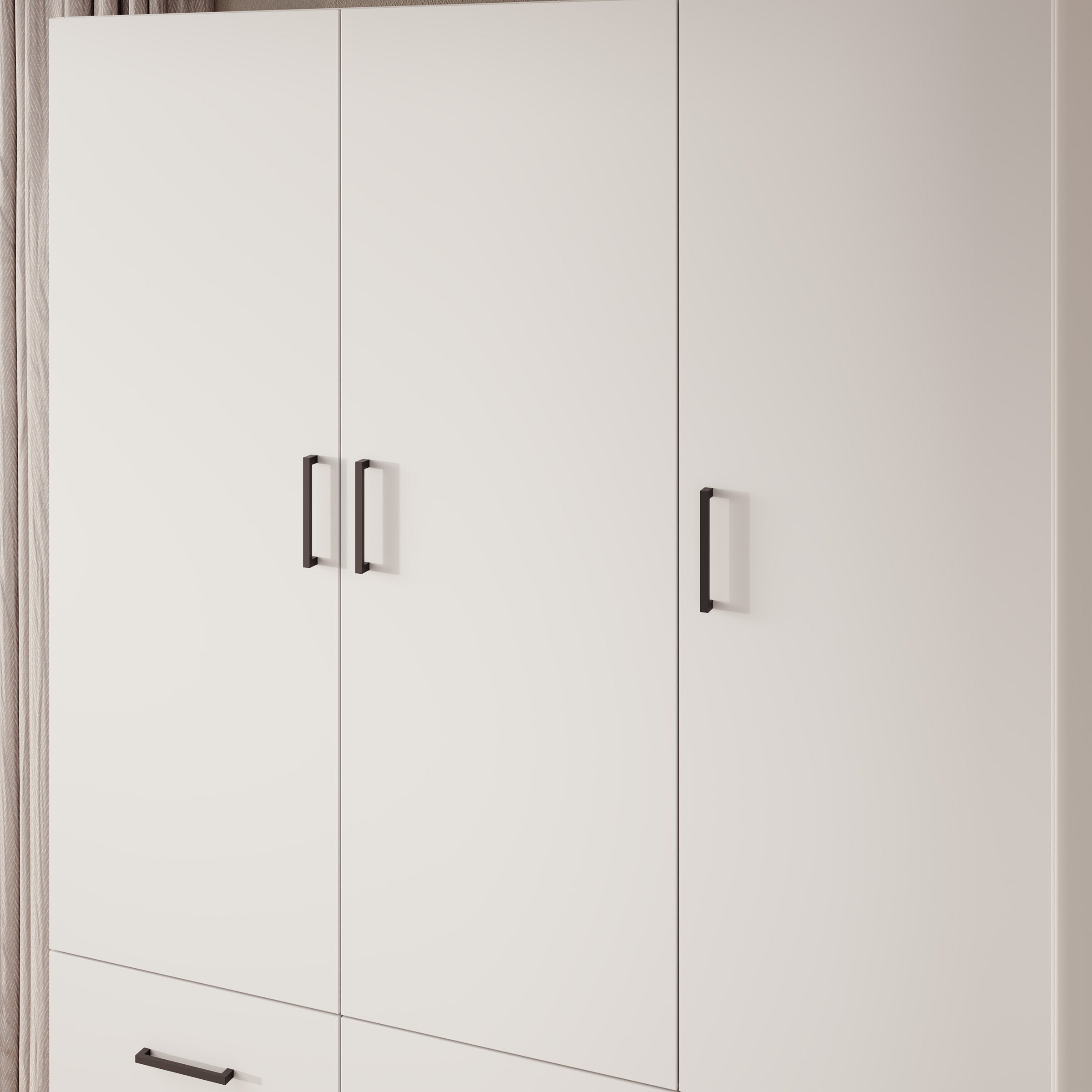 Basora - Kledingkast 3-deurs - Wit - 136x54x198 cm