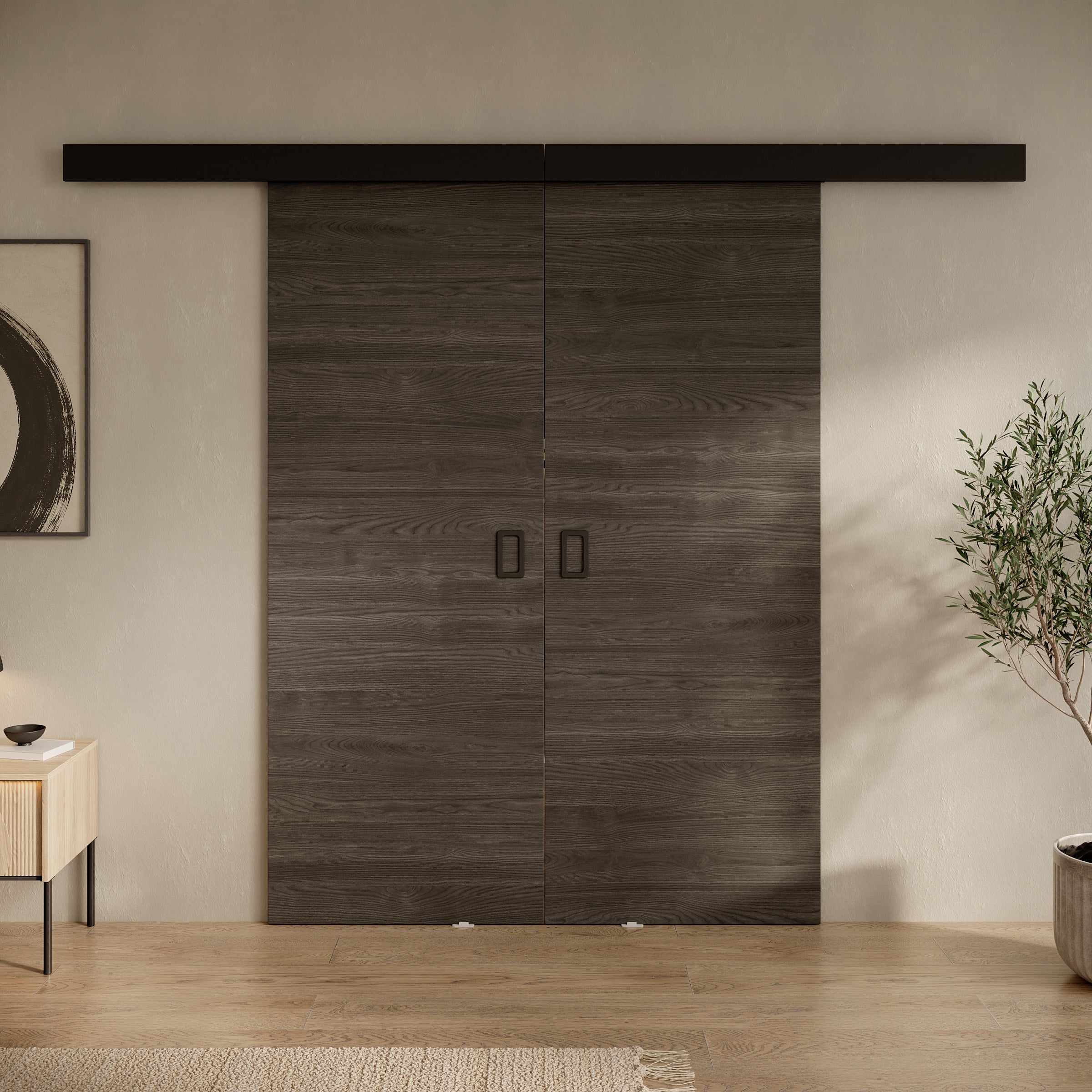 Basora - Schuifdeur dubbel - Donker eikenpatroon - 76x205 cm