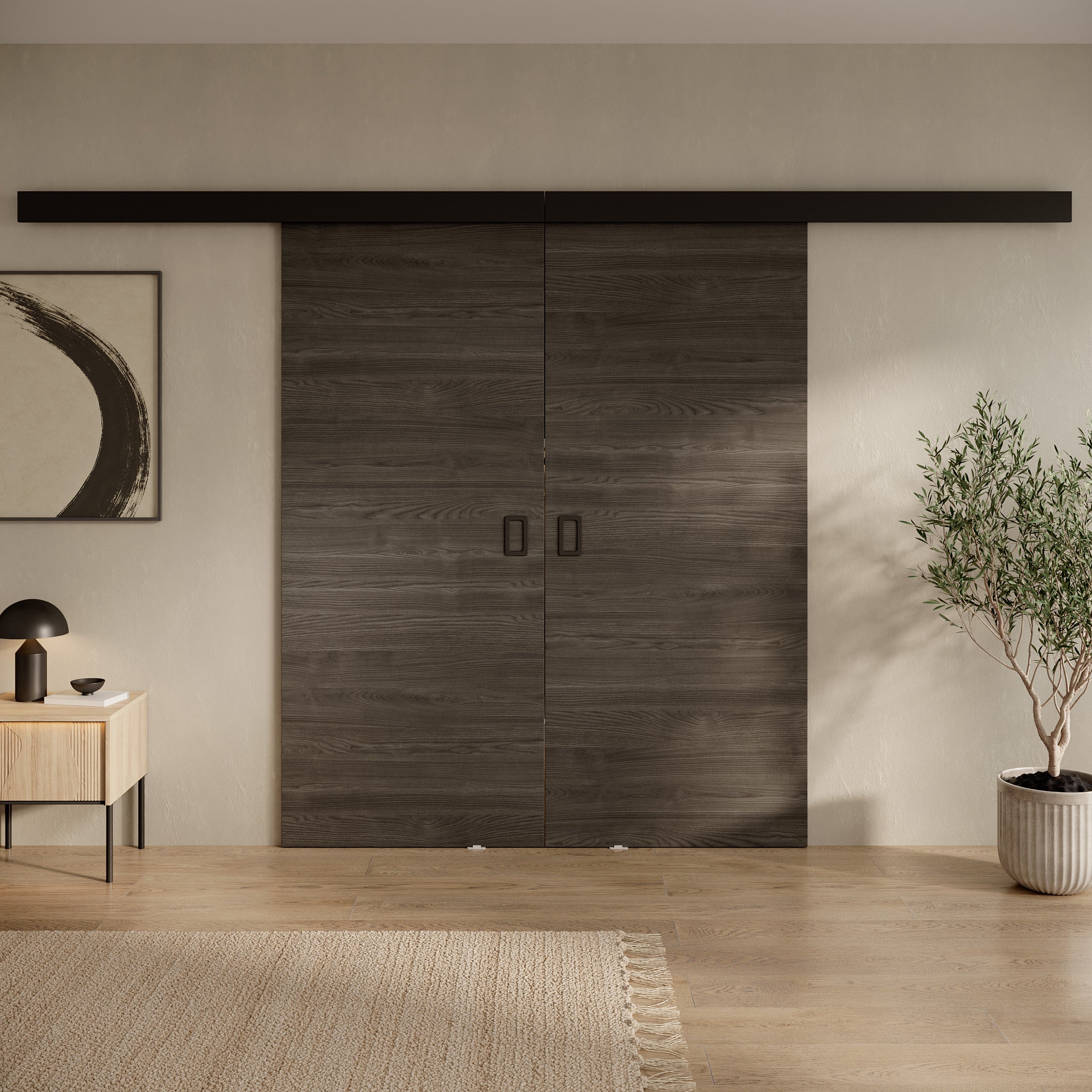 Basora - Schuifdeur dubbel - Donker eikenpatroon - 86x205 cm