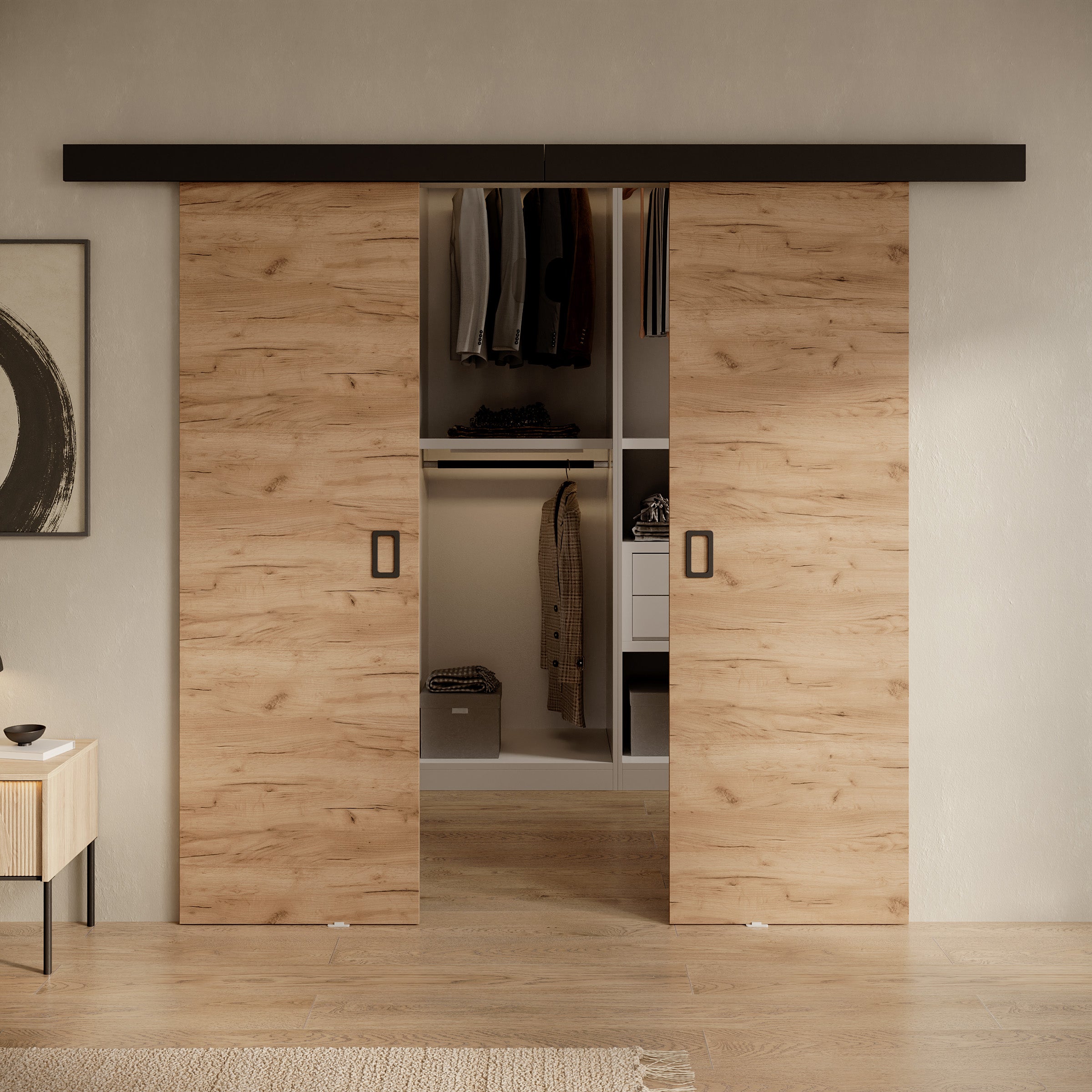 Basora - Schuifdeur dubbel - Eikenpatroon - 66x205 cm