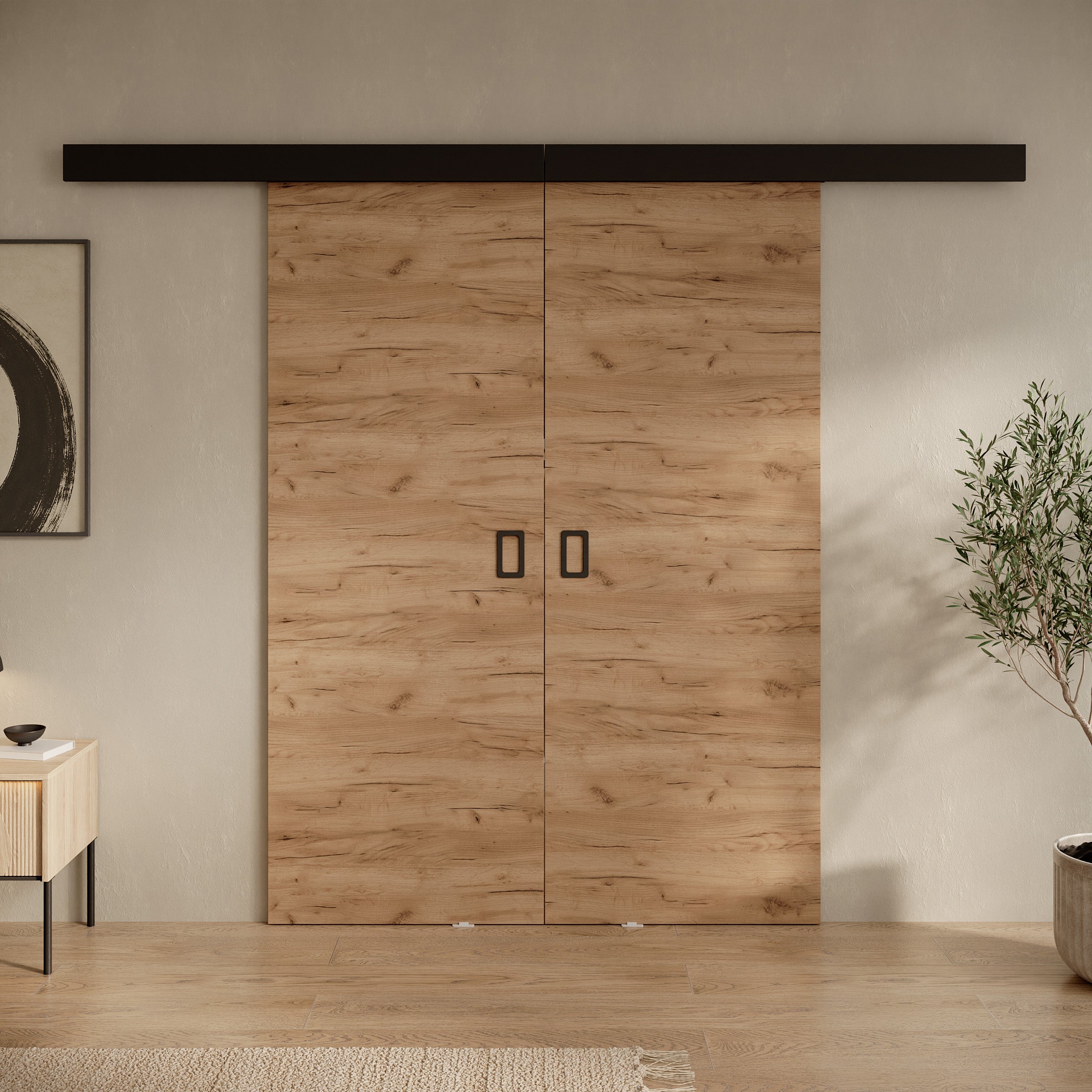 Basora - Schuifdeur dubbel - Eikenpatroon - 76x205 cm