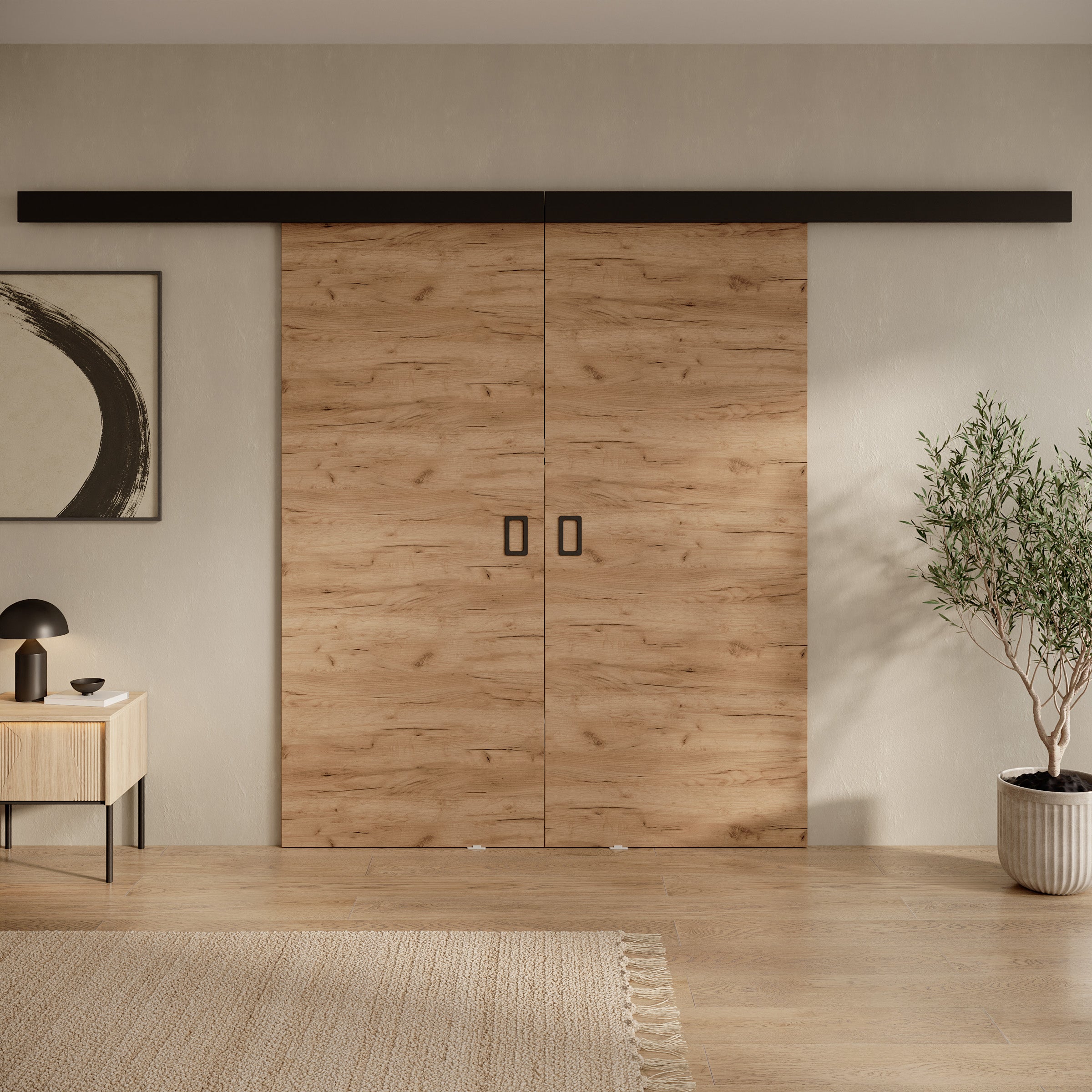 Basora - Schuifdeur dubbel - Eikenpatroon - 86x205 cm