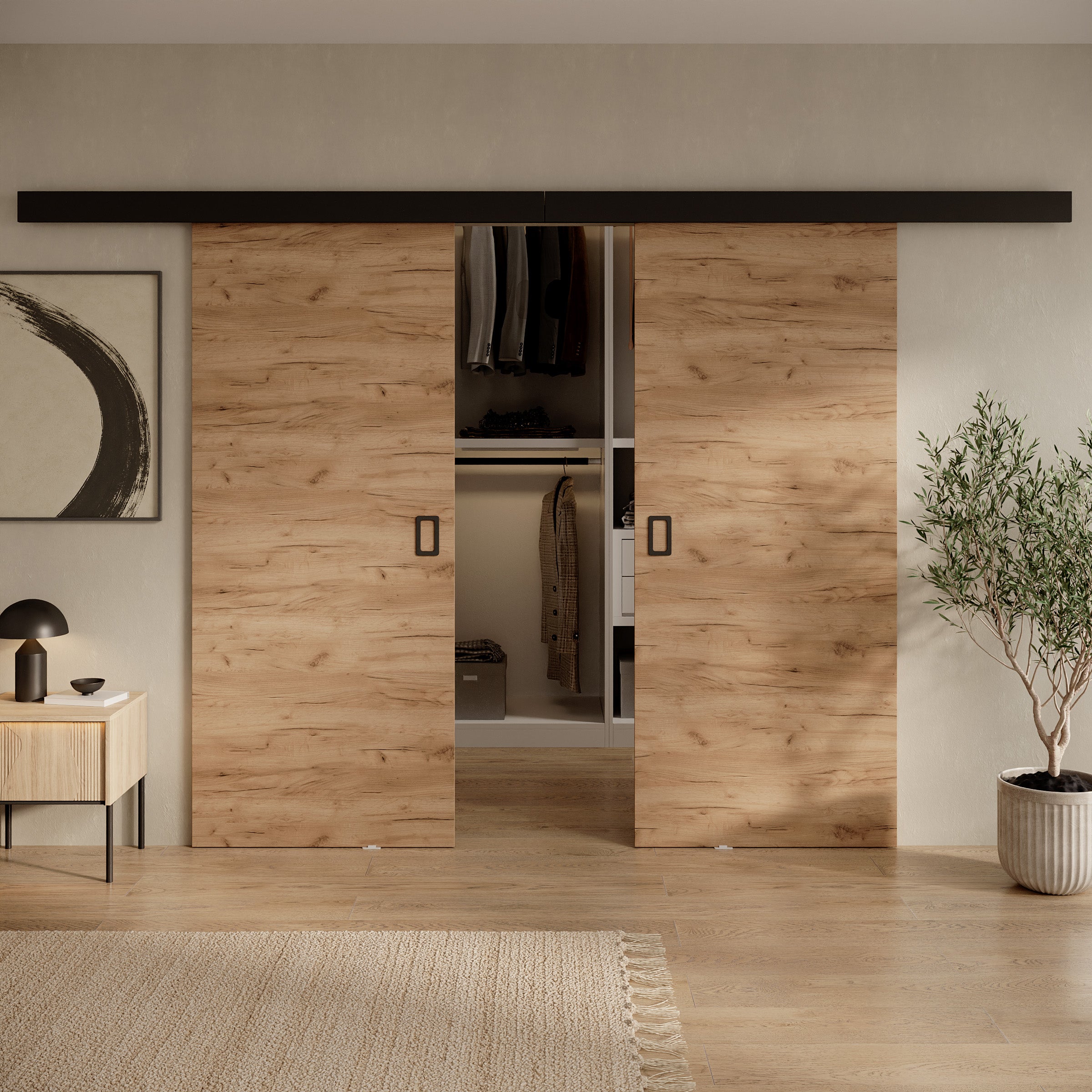 Basora - Schuifdeur dubbel - Eikenpatroon - 86x205 cm