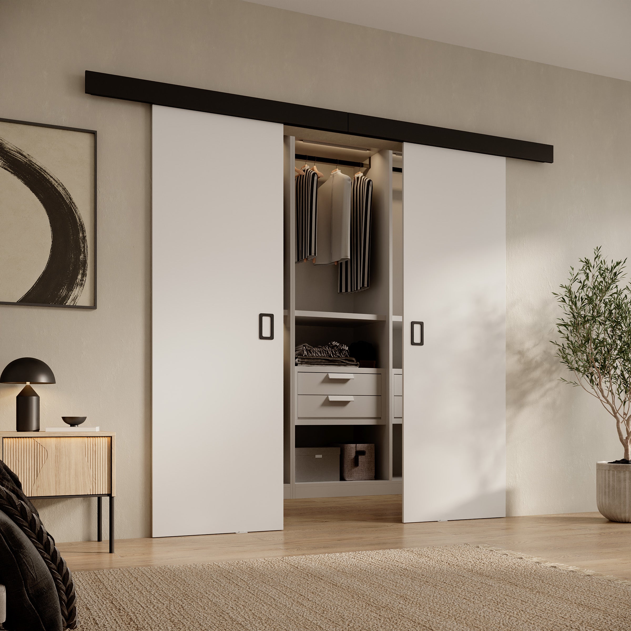 Basora - Schuifdeur dubbel - Wit - 66x205 cm