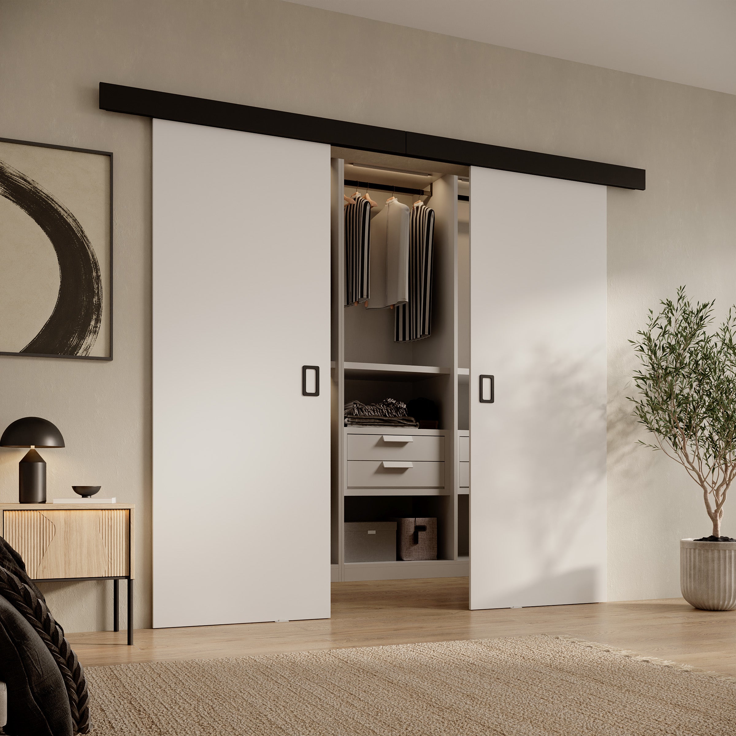Basora - Schuifdeur dubbel - Wit - 76x205 cm