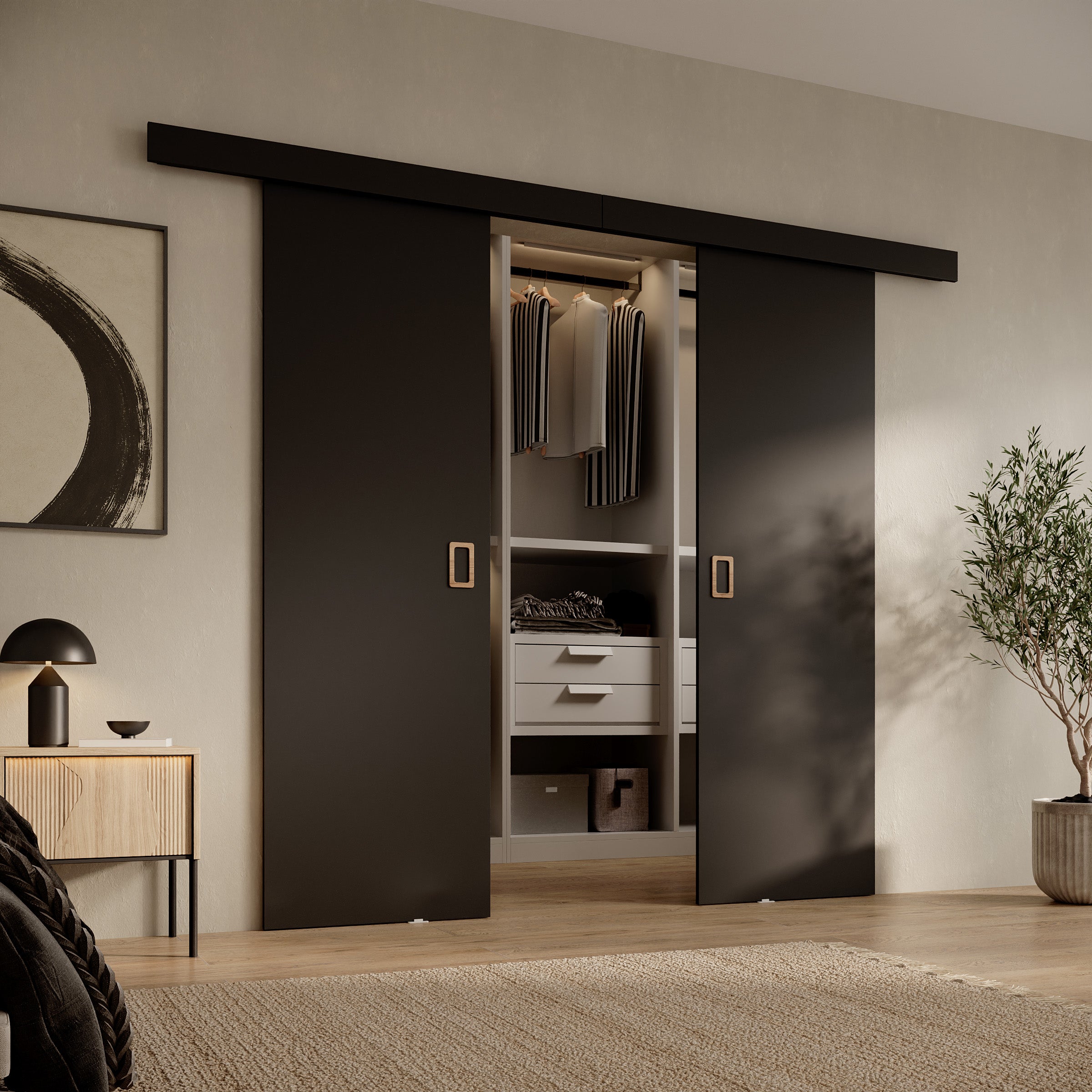 Basora - Schuifdeur dubbel - Zwart - 66x205 cm