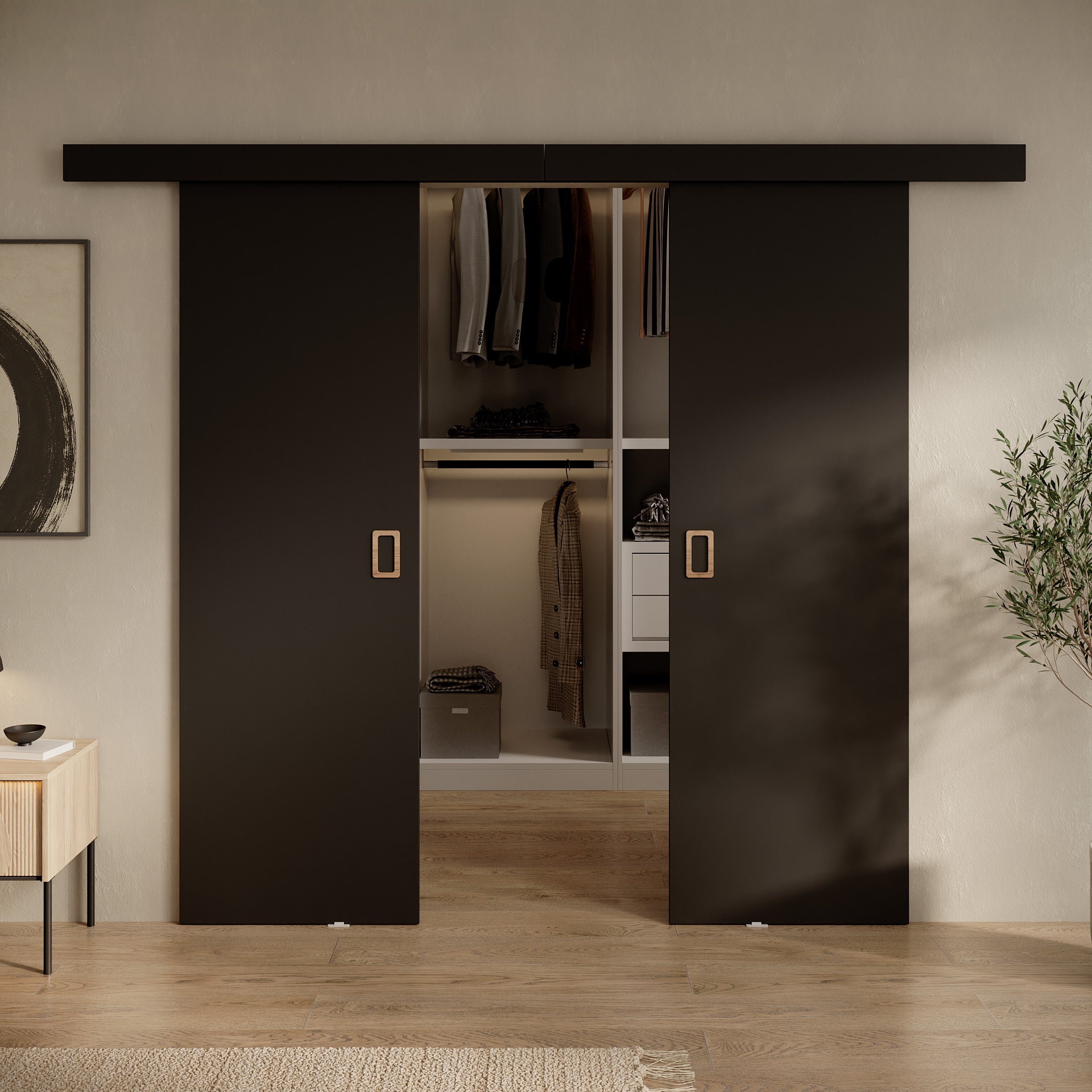 Basora - Schuifdeur dubbel - Zwart - 66x205 cm