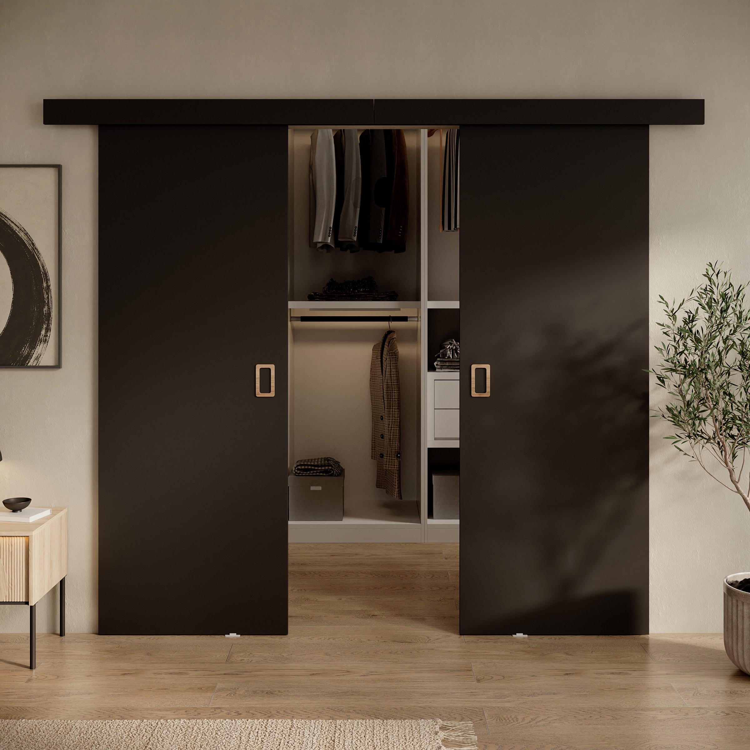 Basora - Schuifdeur dubbel - Zwart - 76x205 cm