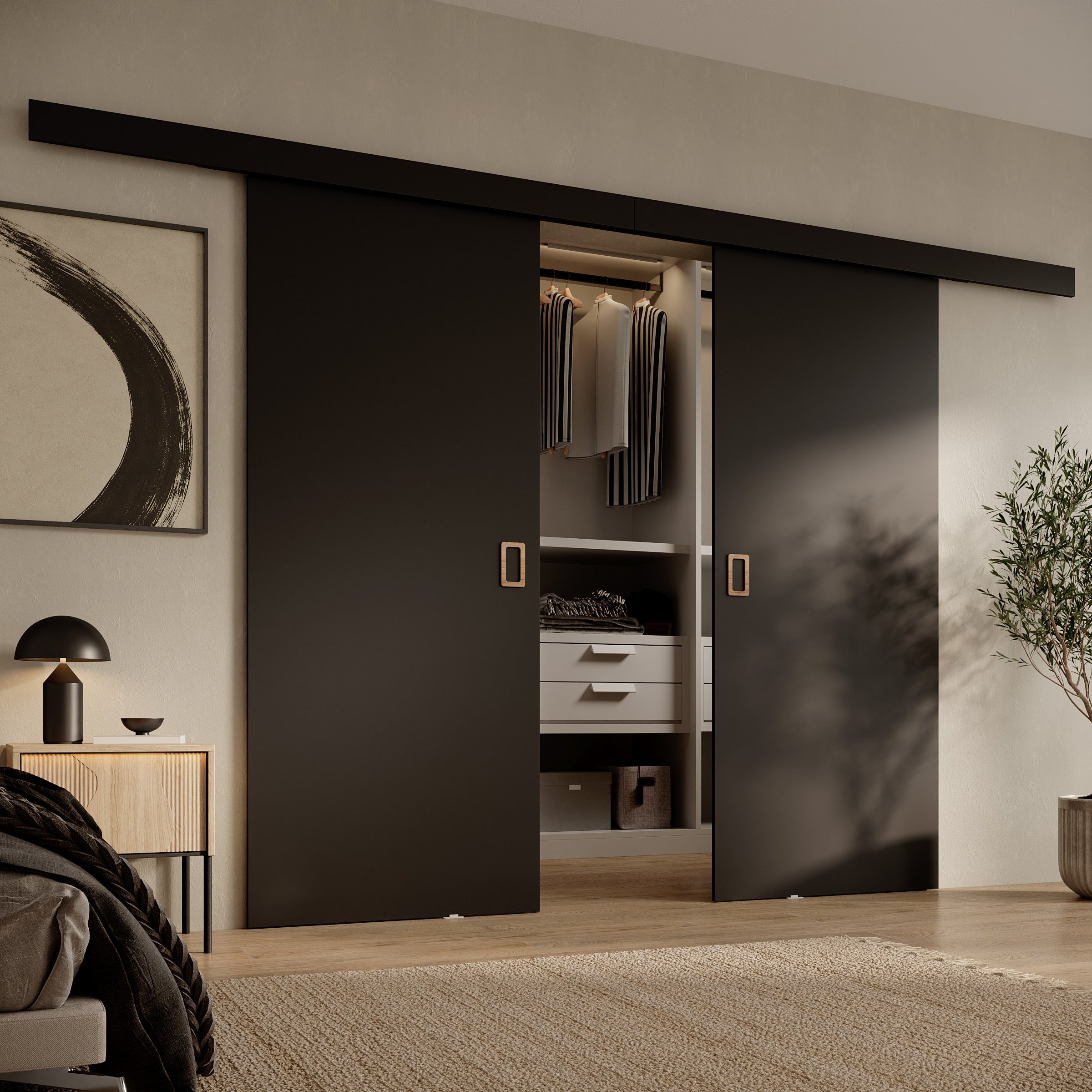 Basora - Schuifdeur dubbel - Zwart - 86x205 cm