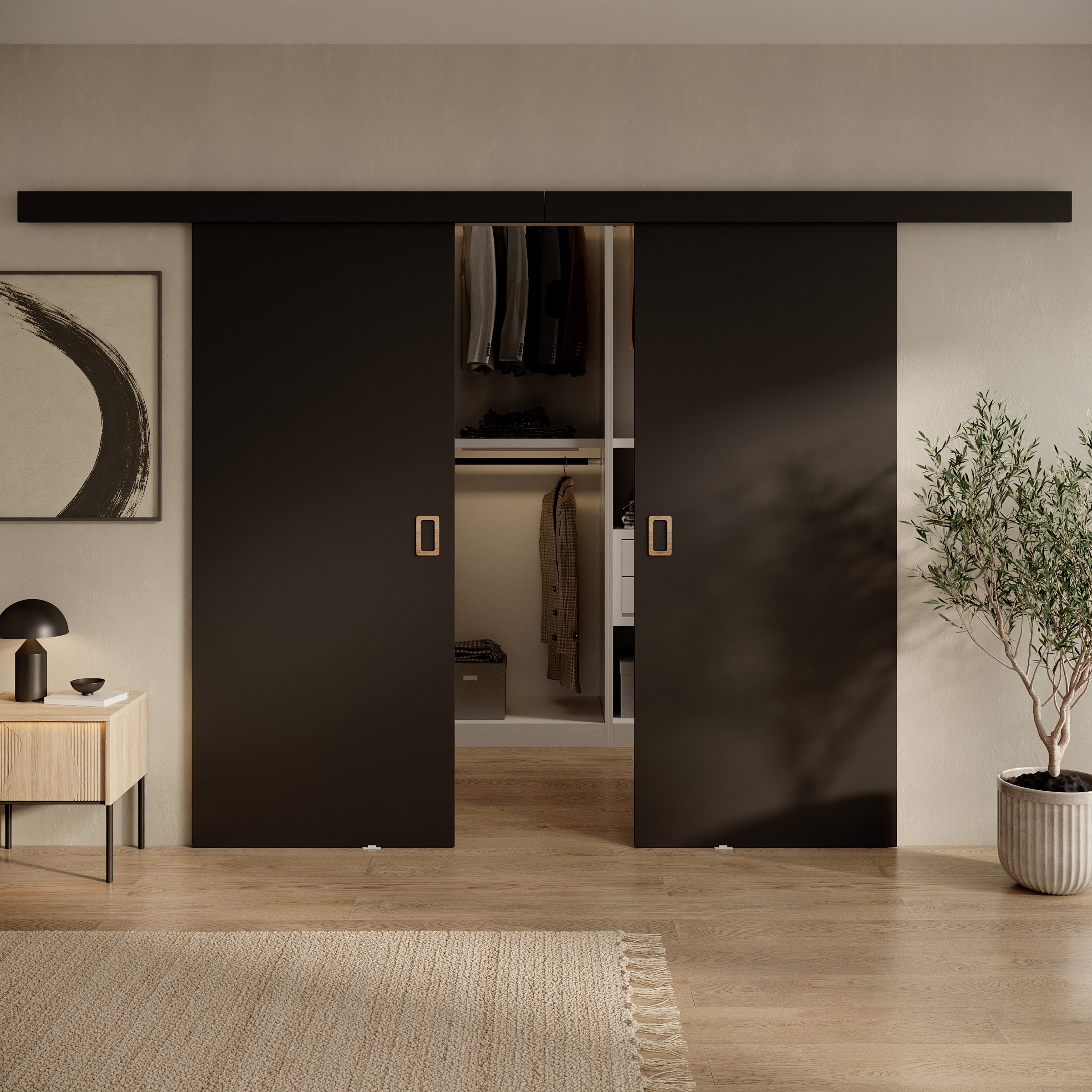 Basora - Schuifdeur dubbel - Zwart - 86x205 cm