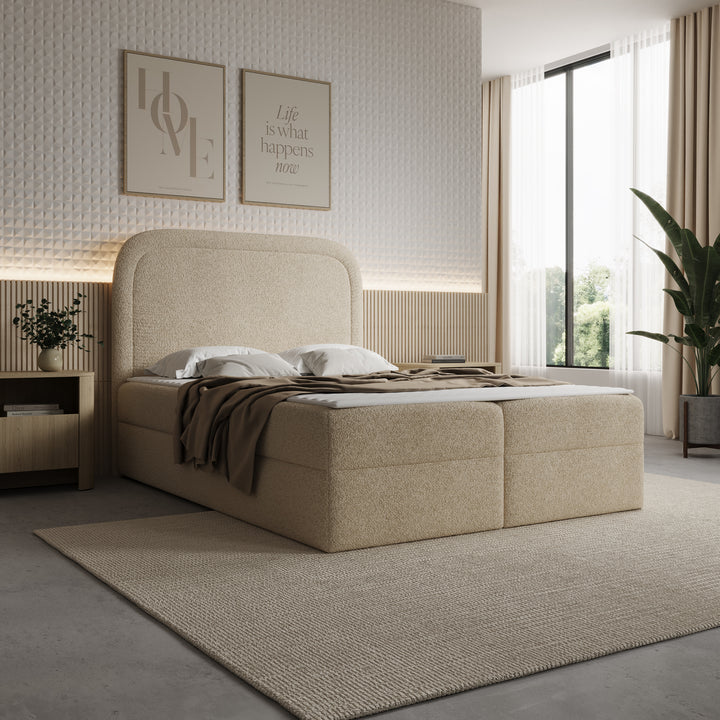 Bastide - Boxspring - Teddystof beige - 140x200 cm