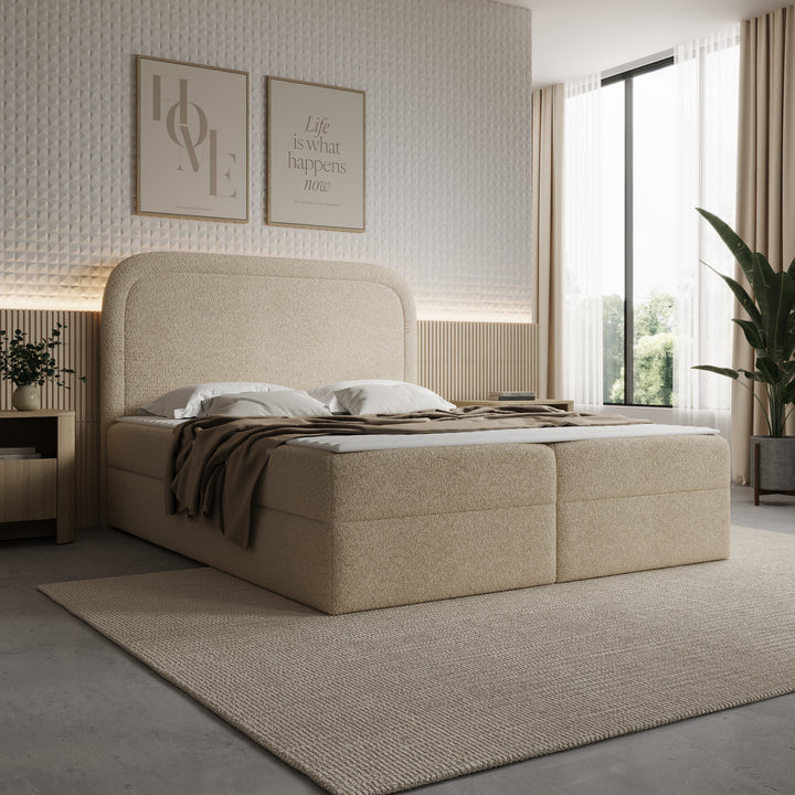 Bastide - Boxspring - Teddystof beige - 160x200 cm