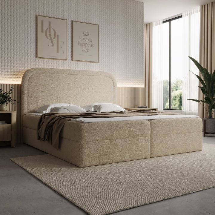 Bastide - Boxspring - Teddystof beige - 180x200 cm