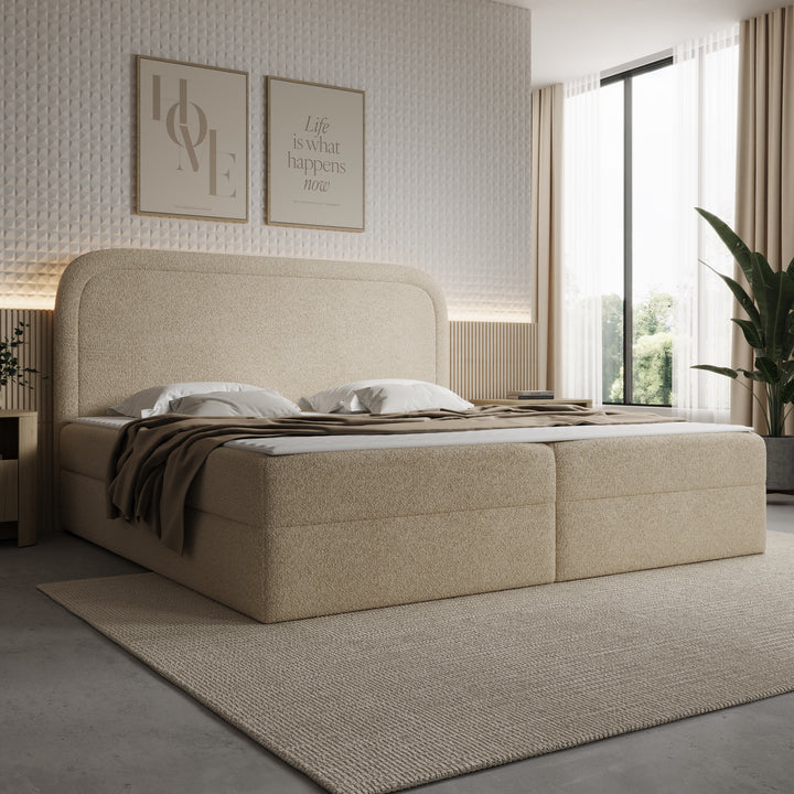 Bastide - Boxspring - Teddystof beige - 200x200 cm