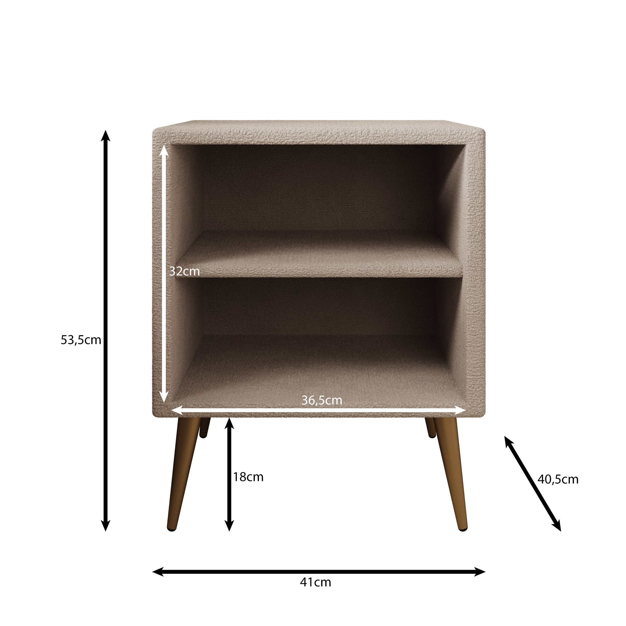 Bavira - Nachtkastje - Stof beige - 41x41x54 cm