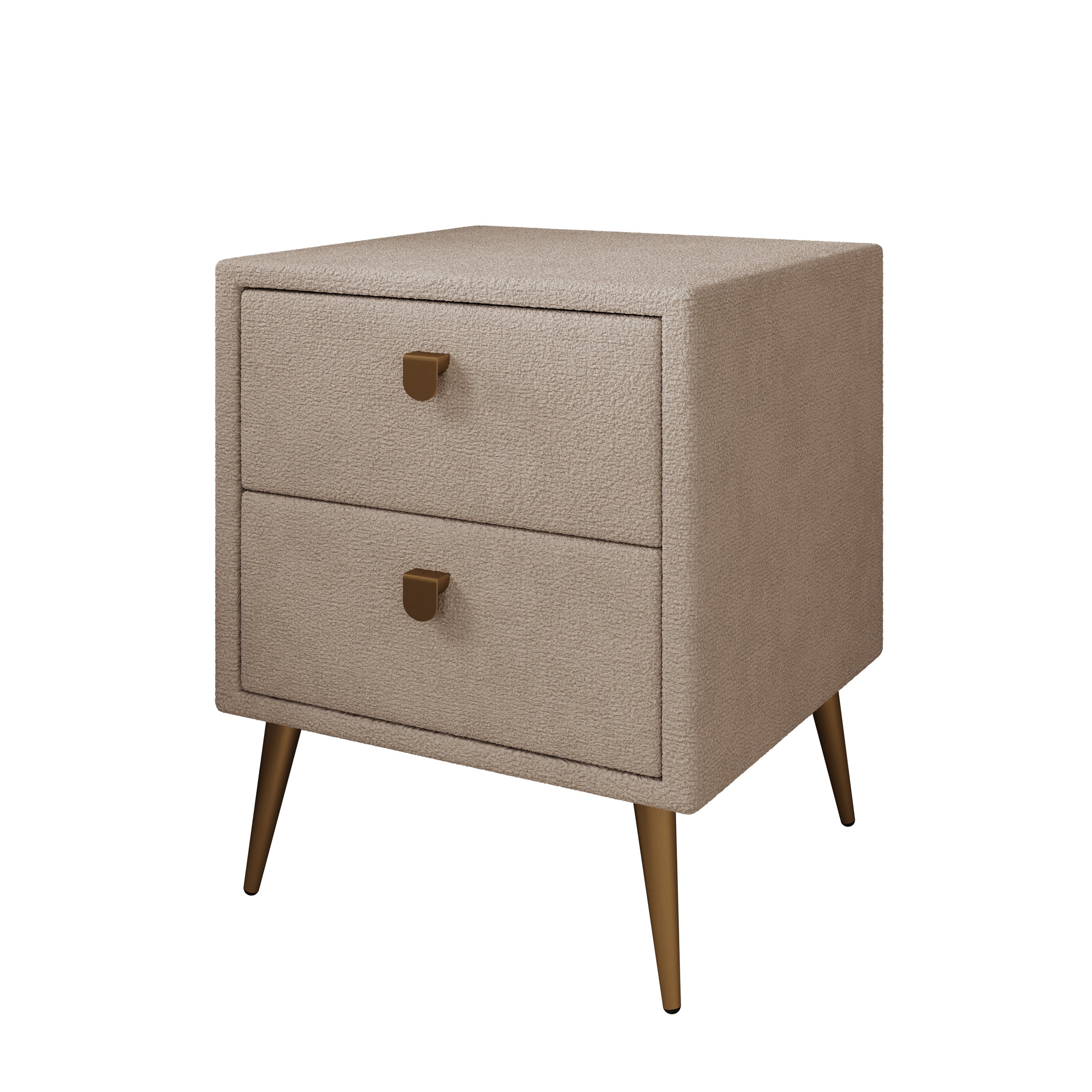 Bavira - Nachtkastje met lades - Stof beige - 41x41x54 cm