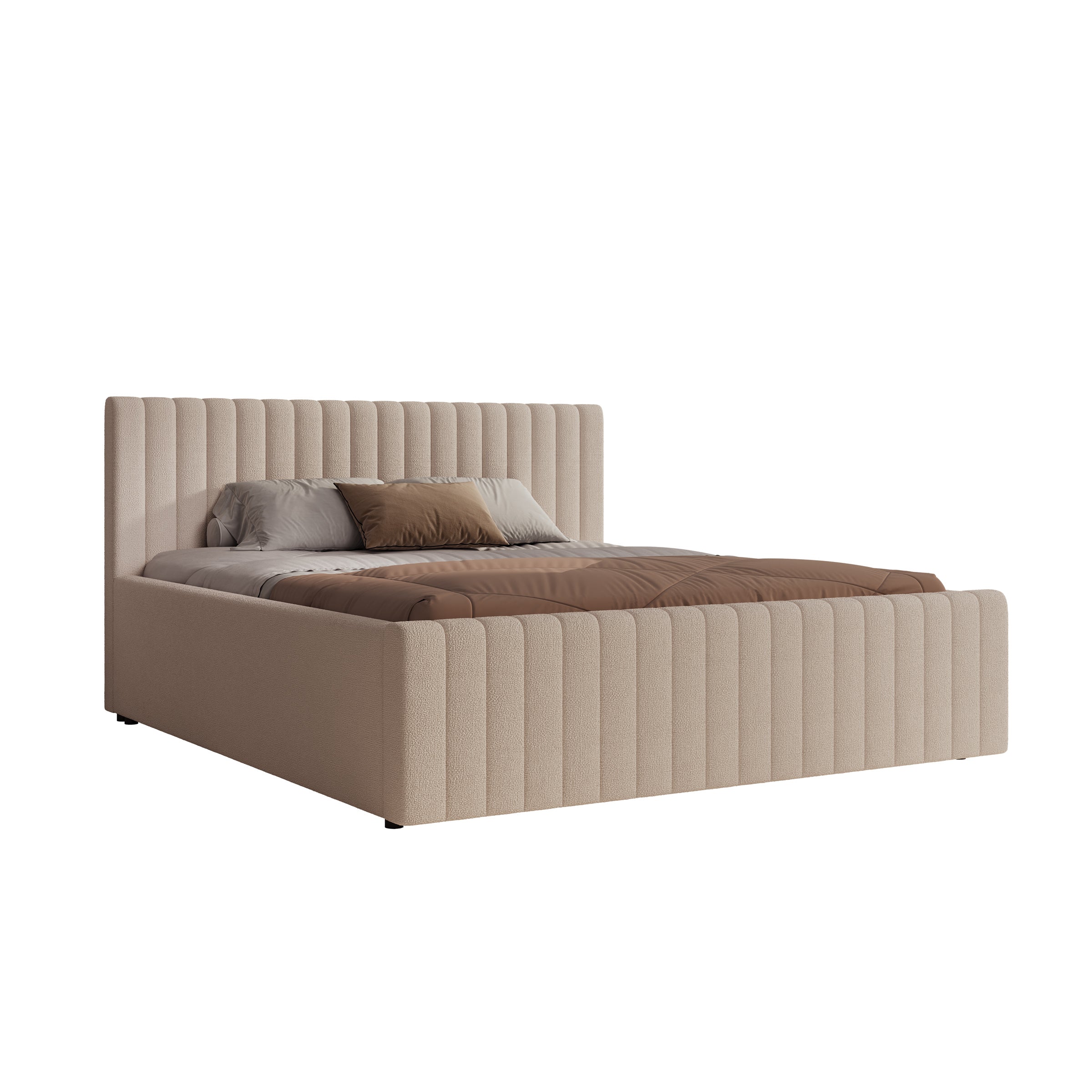 Bavira - Tweepersoonsbed - Stof beige - 180x200 cm
