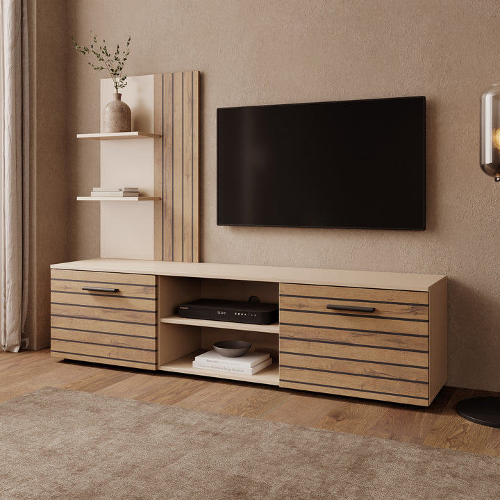 Baxter - Wandmeubel - Beige/Eikenpatroon - 170x38x135 cm