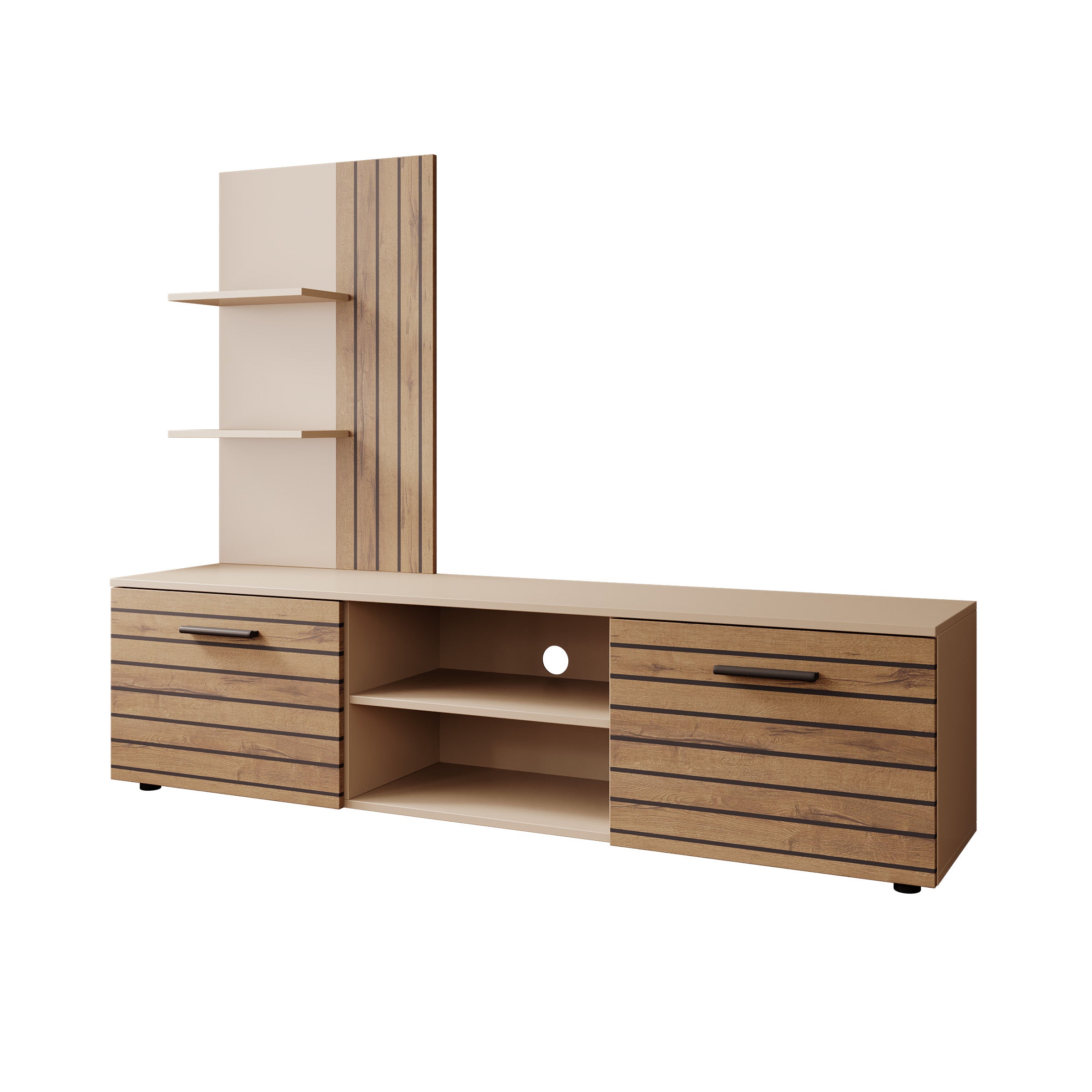 Baxter - Wandmeubel - Beige/Eikenpatroon - 170x38x135 cm