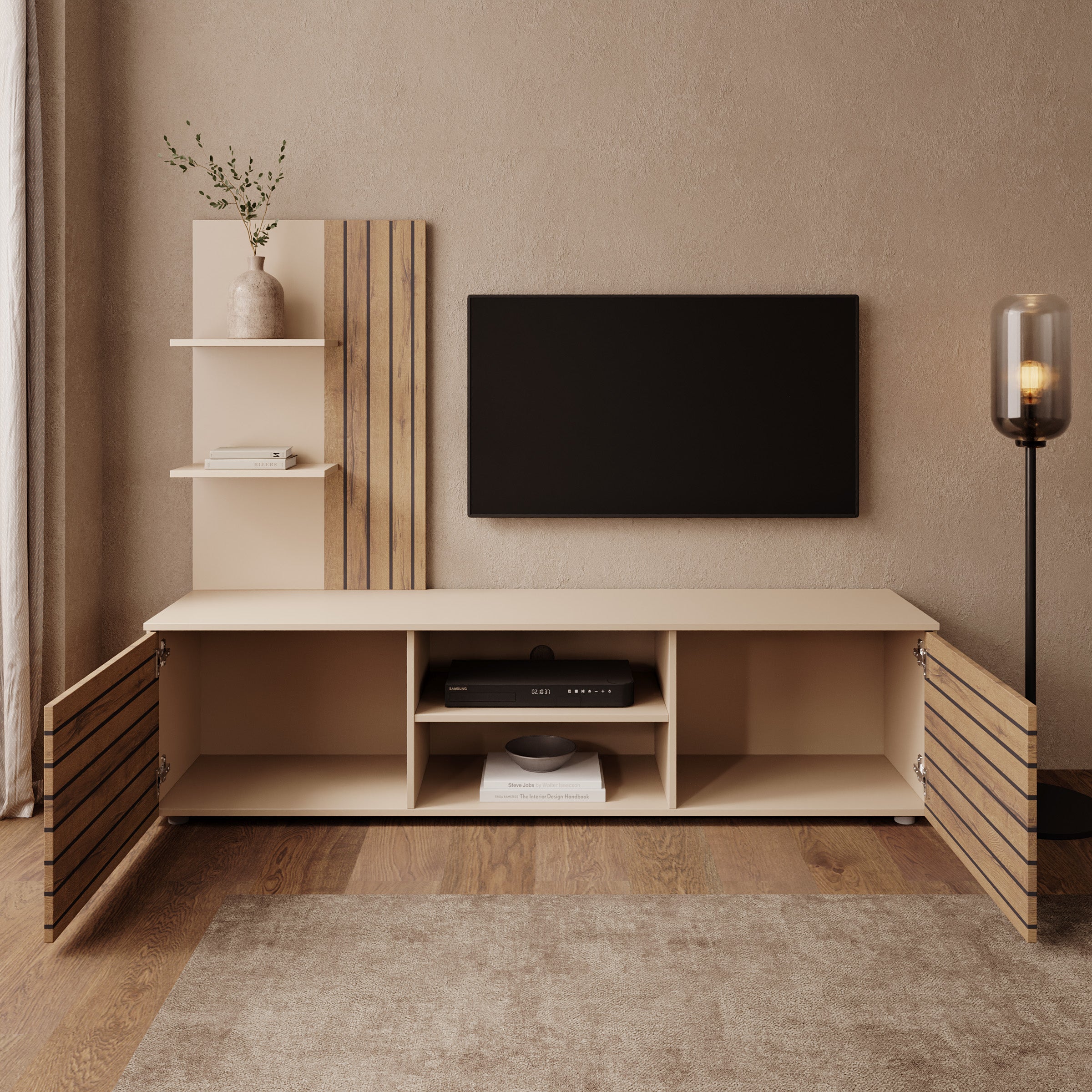 Baxter - Wandmeubel - Beige/Eikenpatroon - 170x38x135 cm