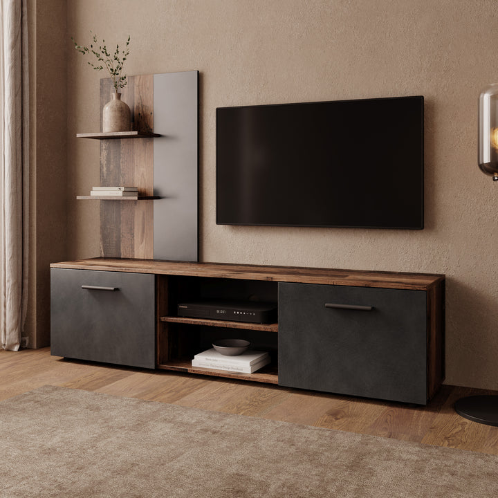 Baxter - Wandmeubel - Donker eikenpatroon/Grijs - 170x38x135