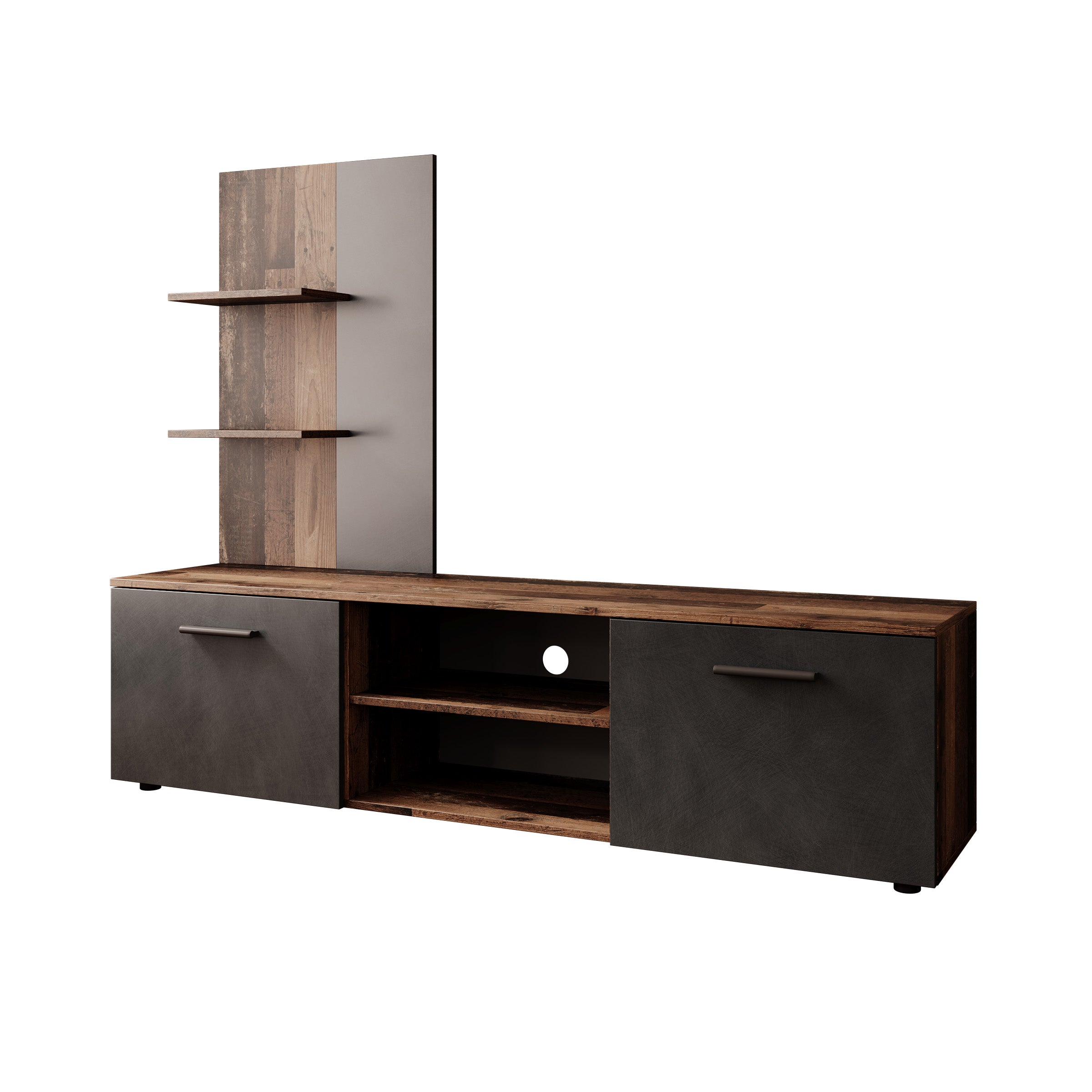 Baxter - Wandmeubel - Donker eikenpatroon/Grijs - 170x38x135